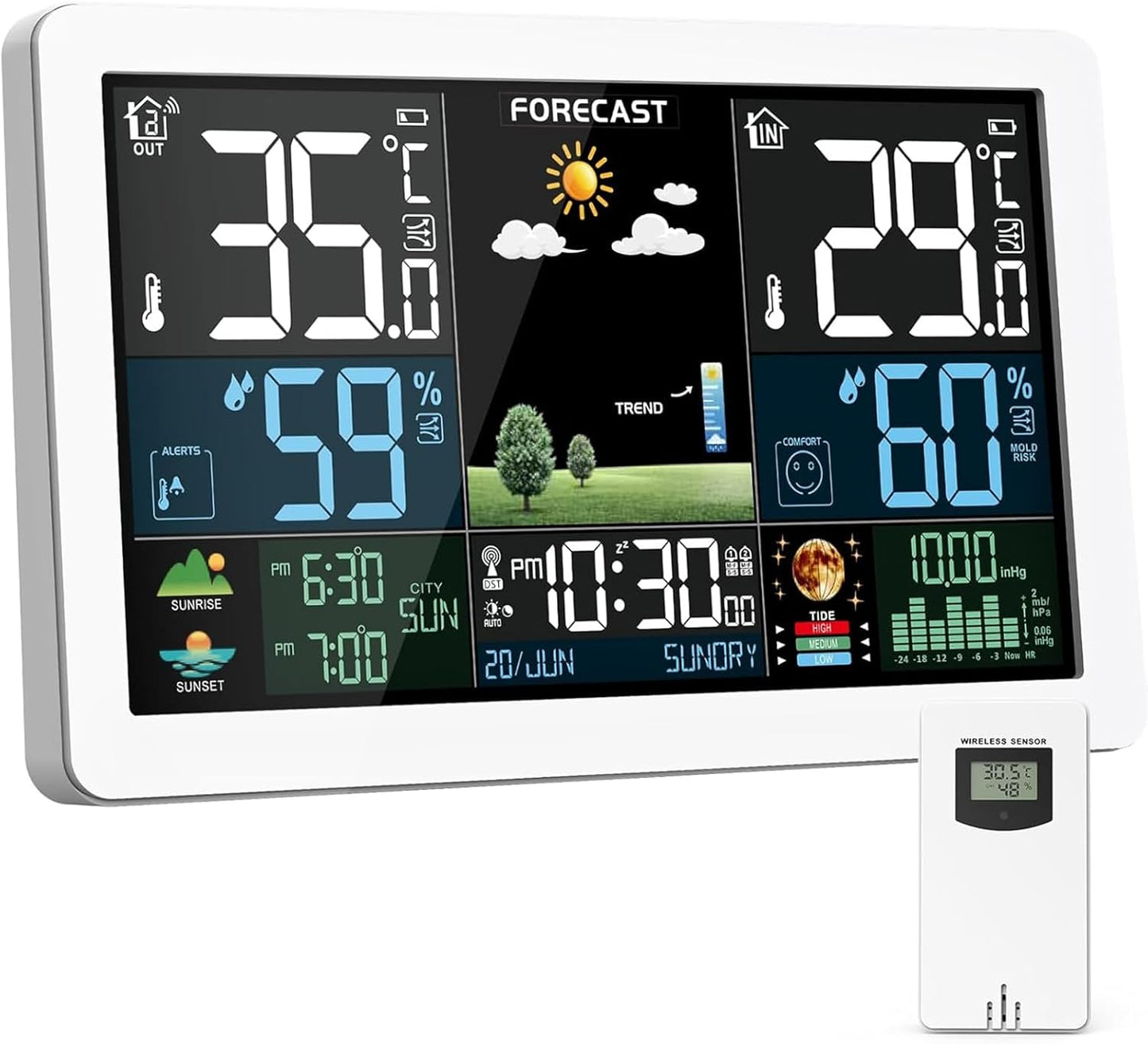 Funk-Wetterstation mit Aussensensor, Weiss