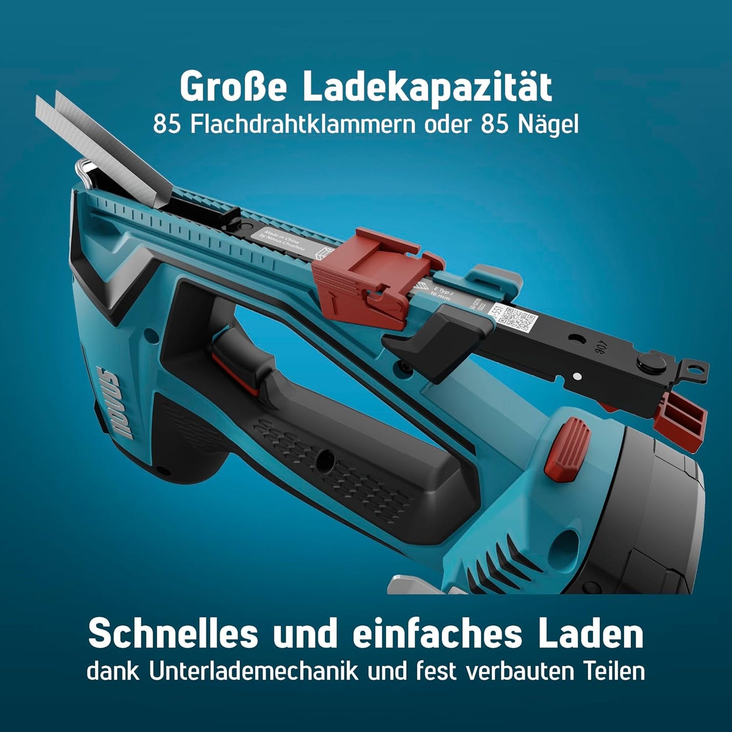 Akku Tacker J-551 031-0376 Set mit 25.000 Klammern, metaBOX Folientacker