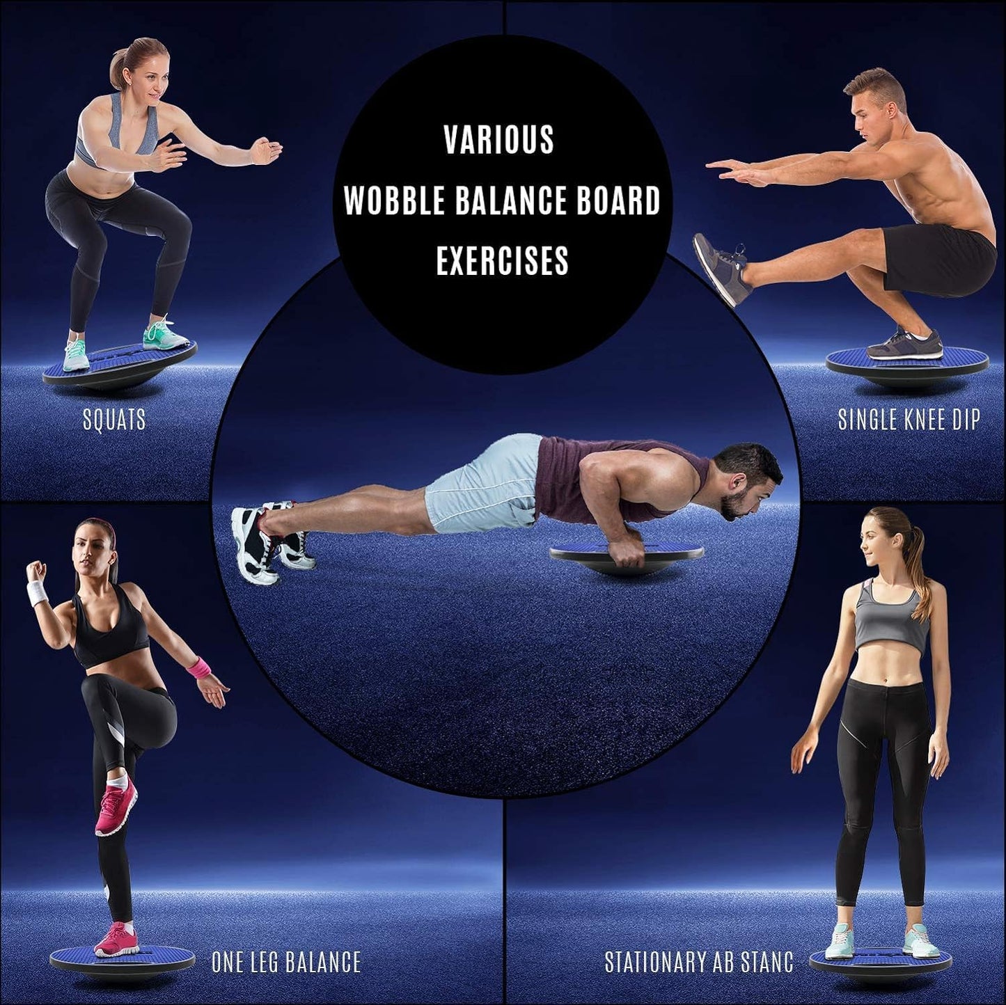 Balance-Board mit rutschfester Oberfläche, Kobanblau - Premium 41.5cm Kunststoff-Wackelbrett