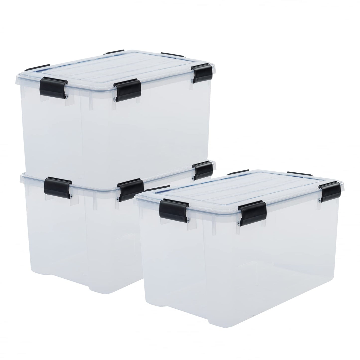 3er-Set Aufbewahrungsboxen mit Deckel, Transparent 70L / 3er-Set