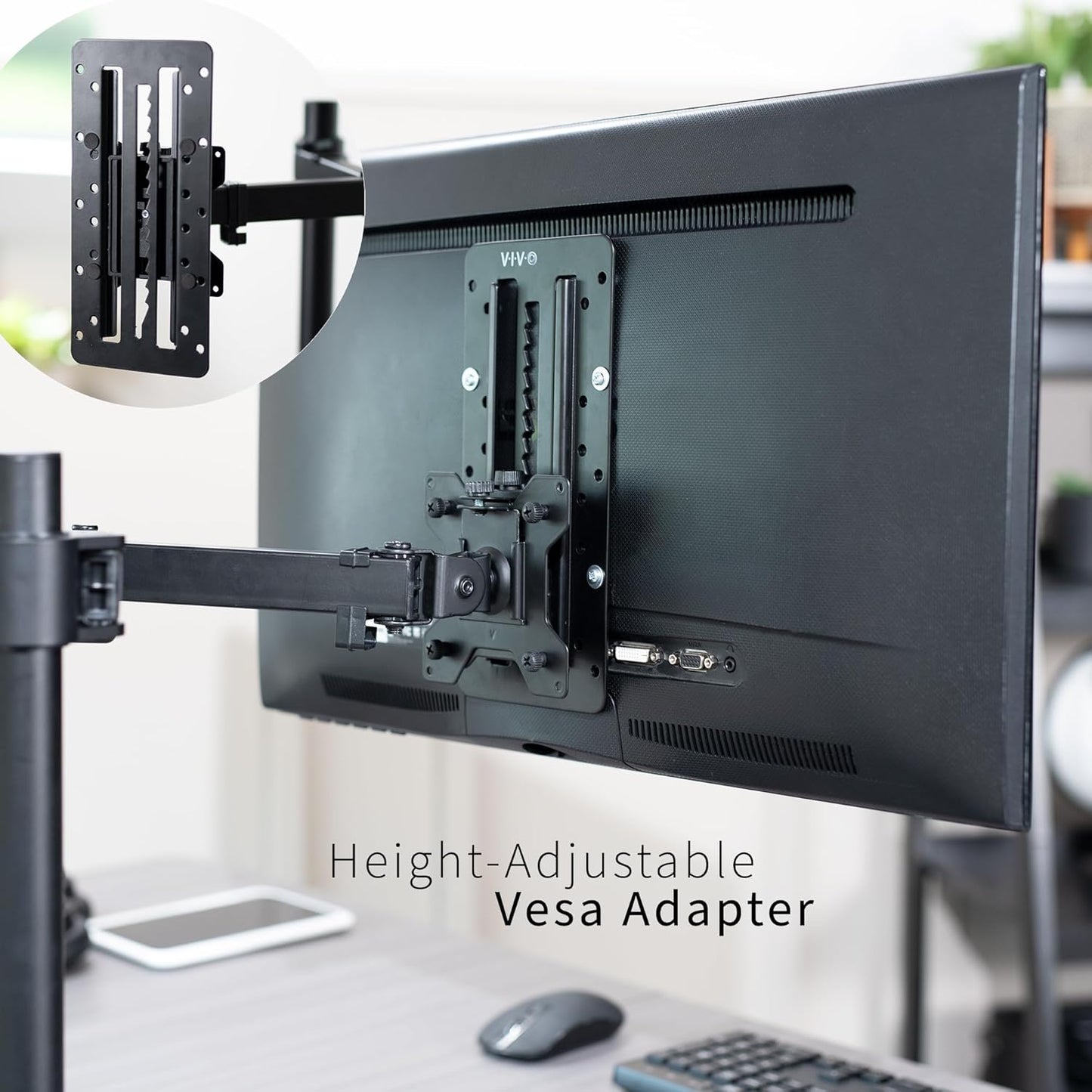 Höhenverstellbarer VESA-Adapter für 13-27 Zoll Monitore, schwarz