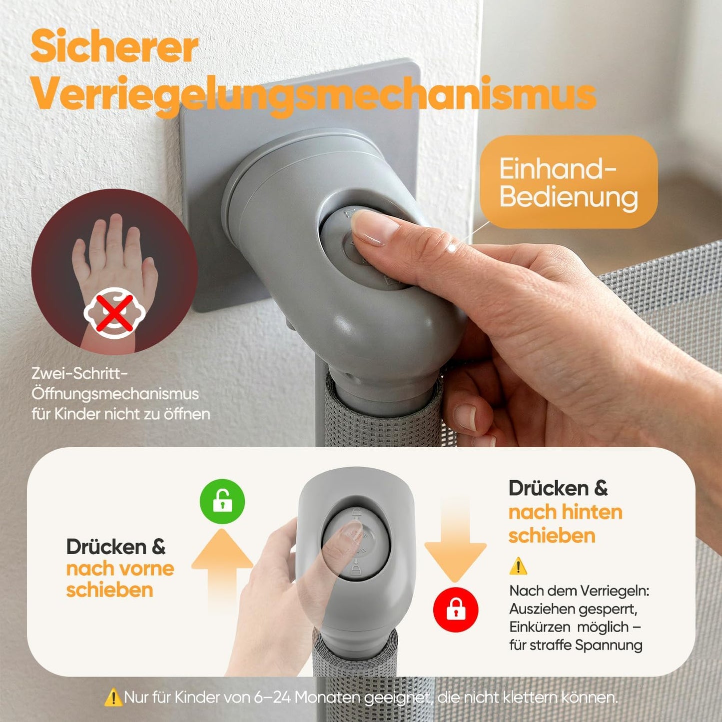 Ausziehbares Treppenschutzgitter, Grau 150cm