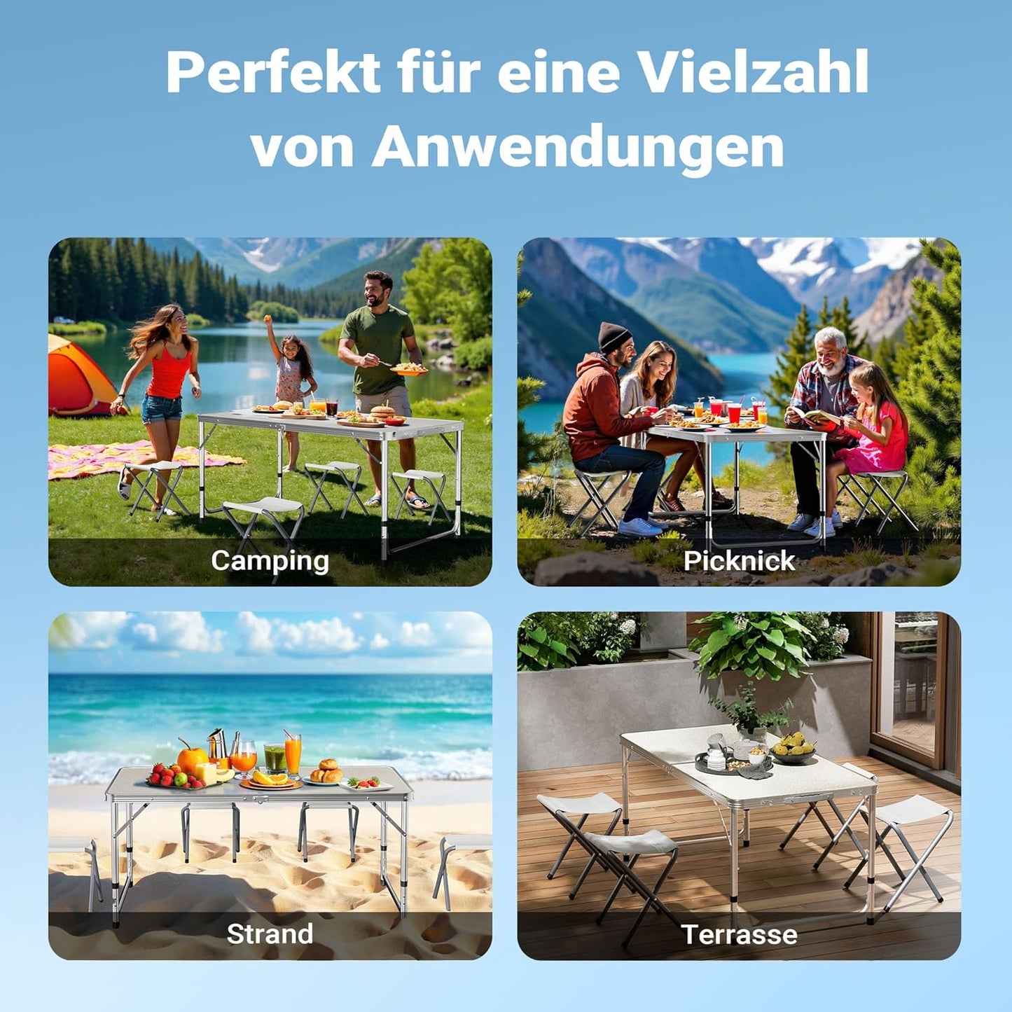 Campingmöbel-Set, 120 x 60 x 70 cm
