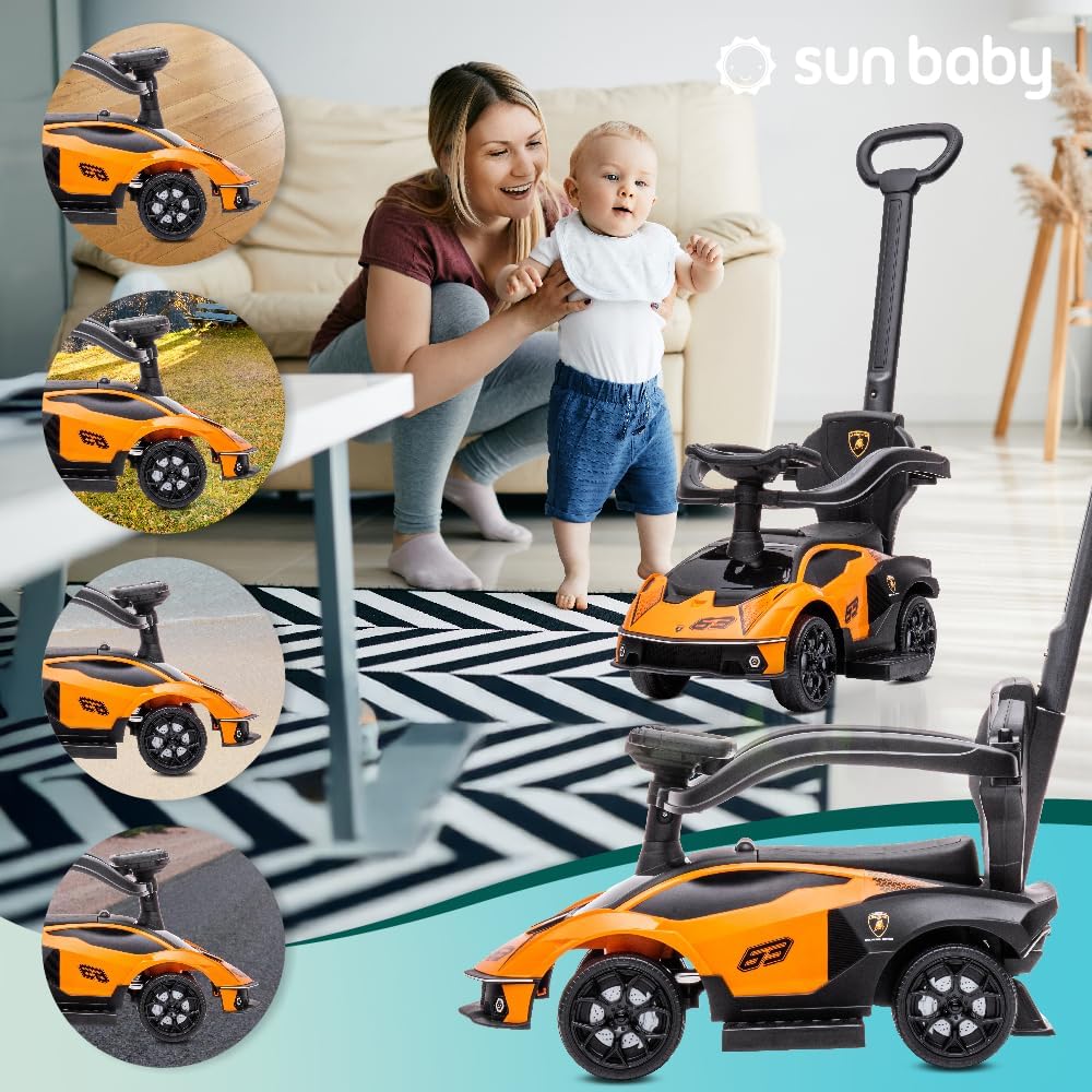 Rutschauto mit Schiebestange Lamborghini Essenza SCV12, Orange