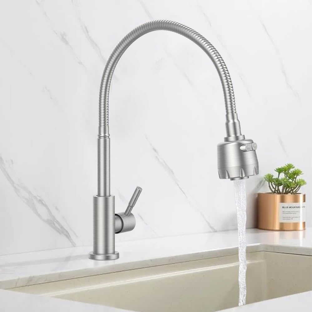 Küchenarmatur Schwenkbar, Gebürsteter-flexibler Küchenwasserhahn