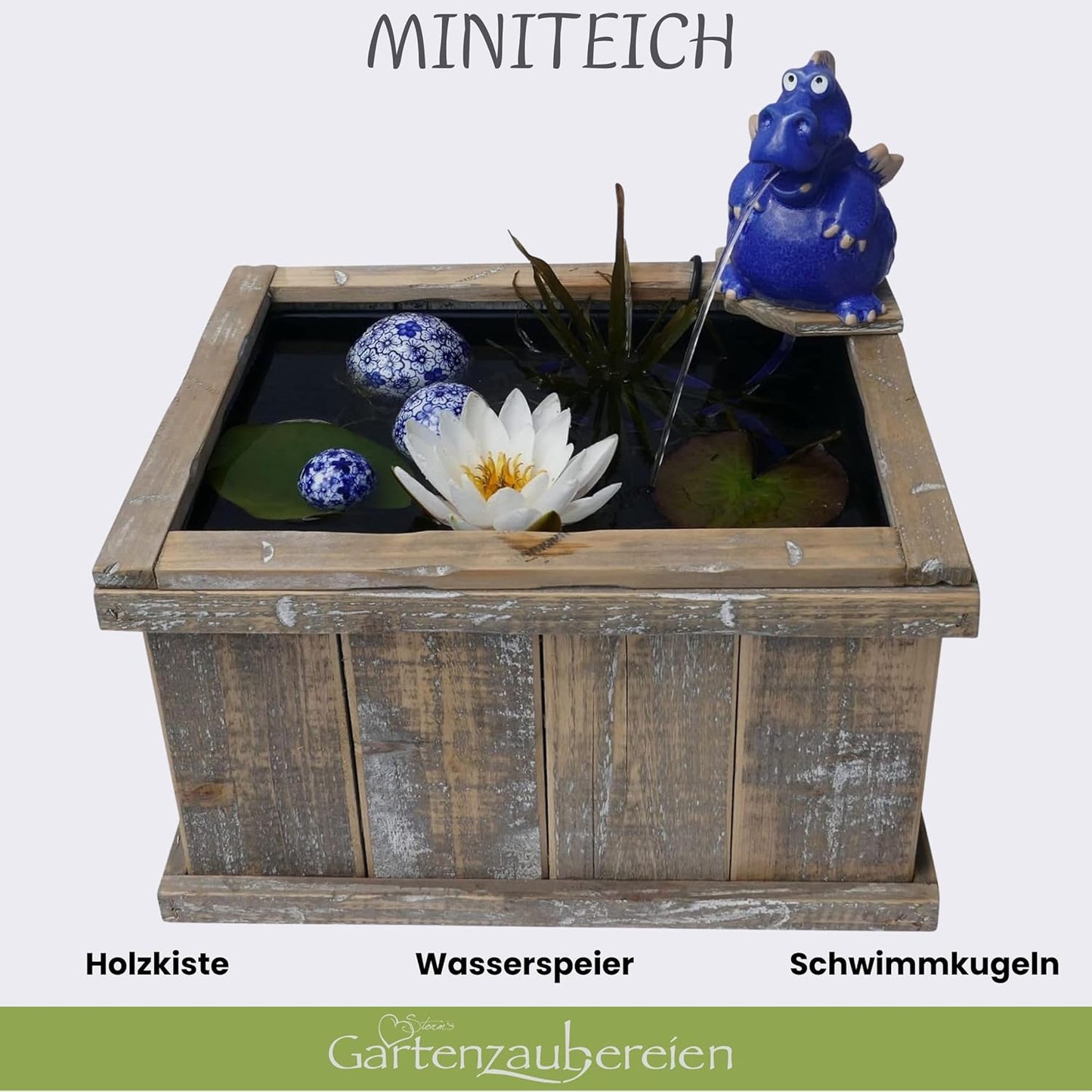 Miniteich Set mit Wasserspeier und Pumpe