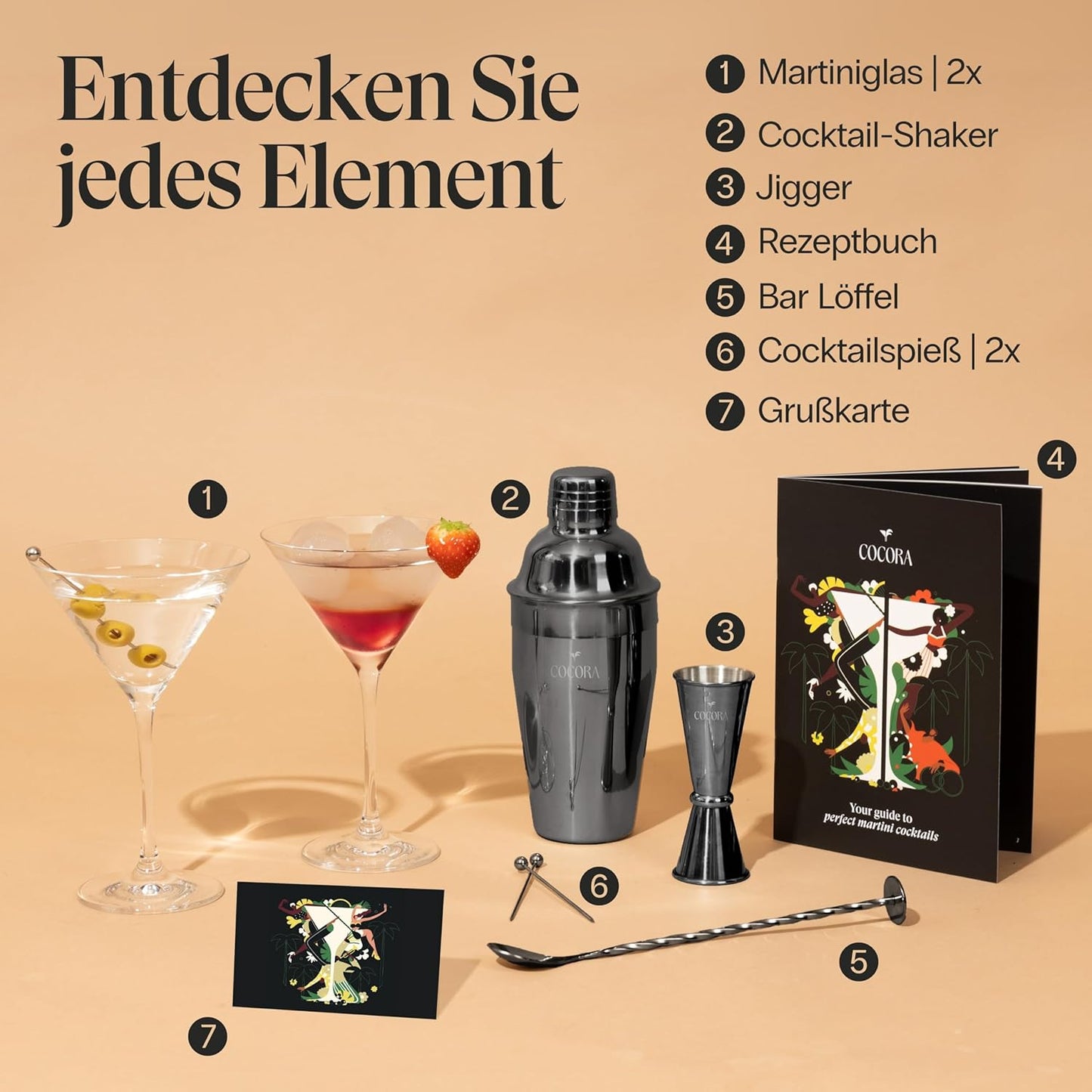8-teiliges Martini-Set, Black