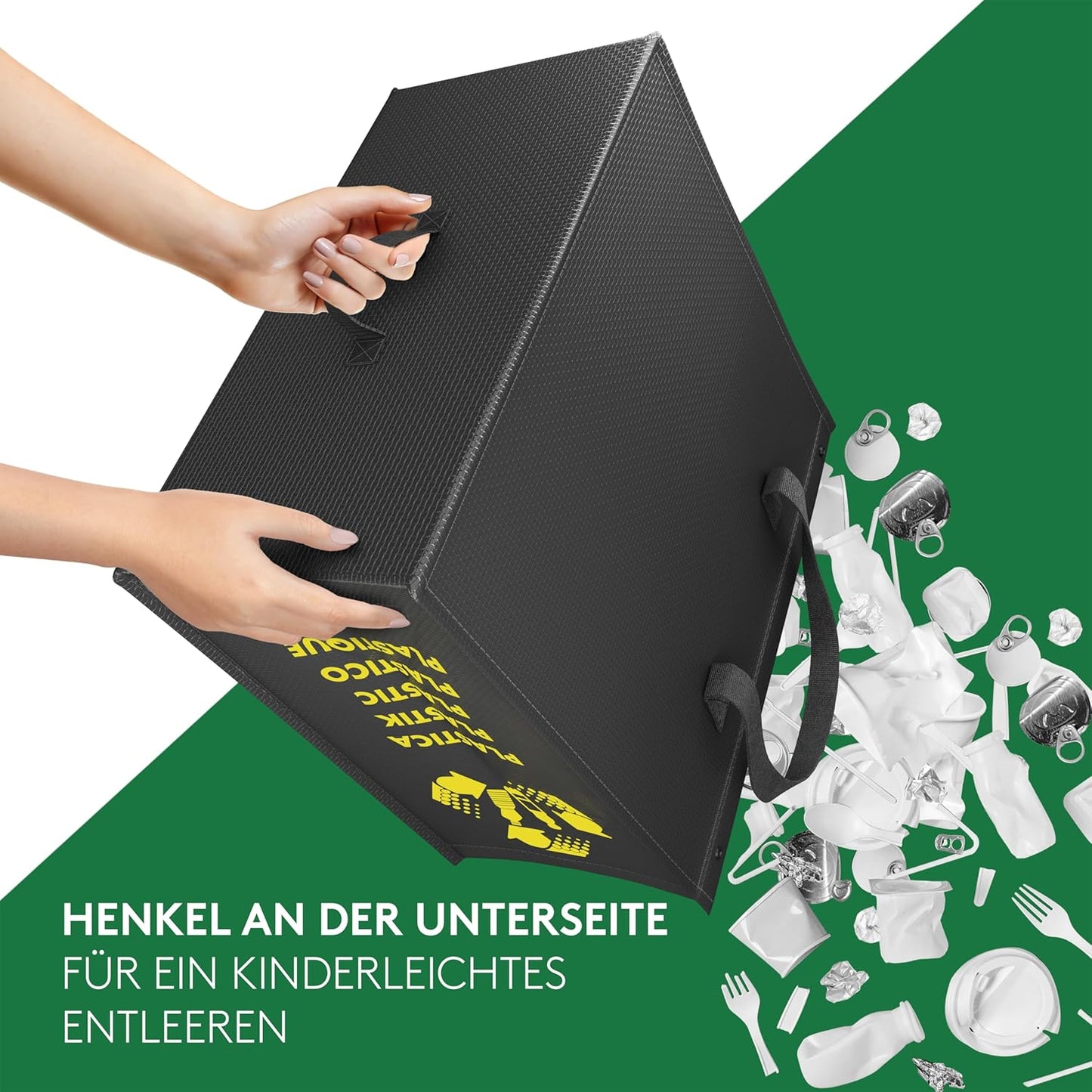 Black Edition Mülltrennsystem für Papier, Glas und Plastik, Black Edition Medio + Deckel