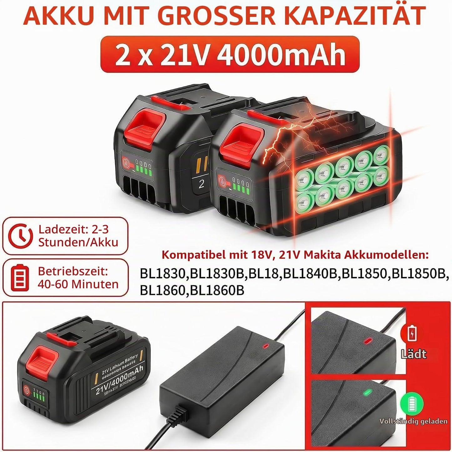 Akku-Rasentrimmer mit Unkrautbürste, Grau