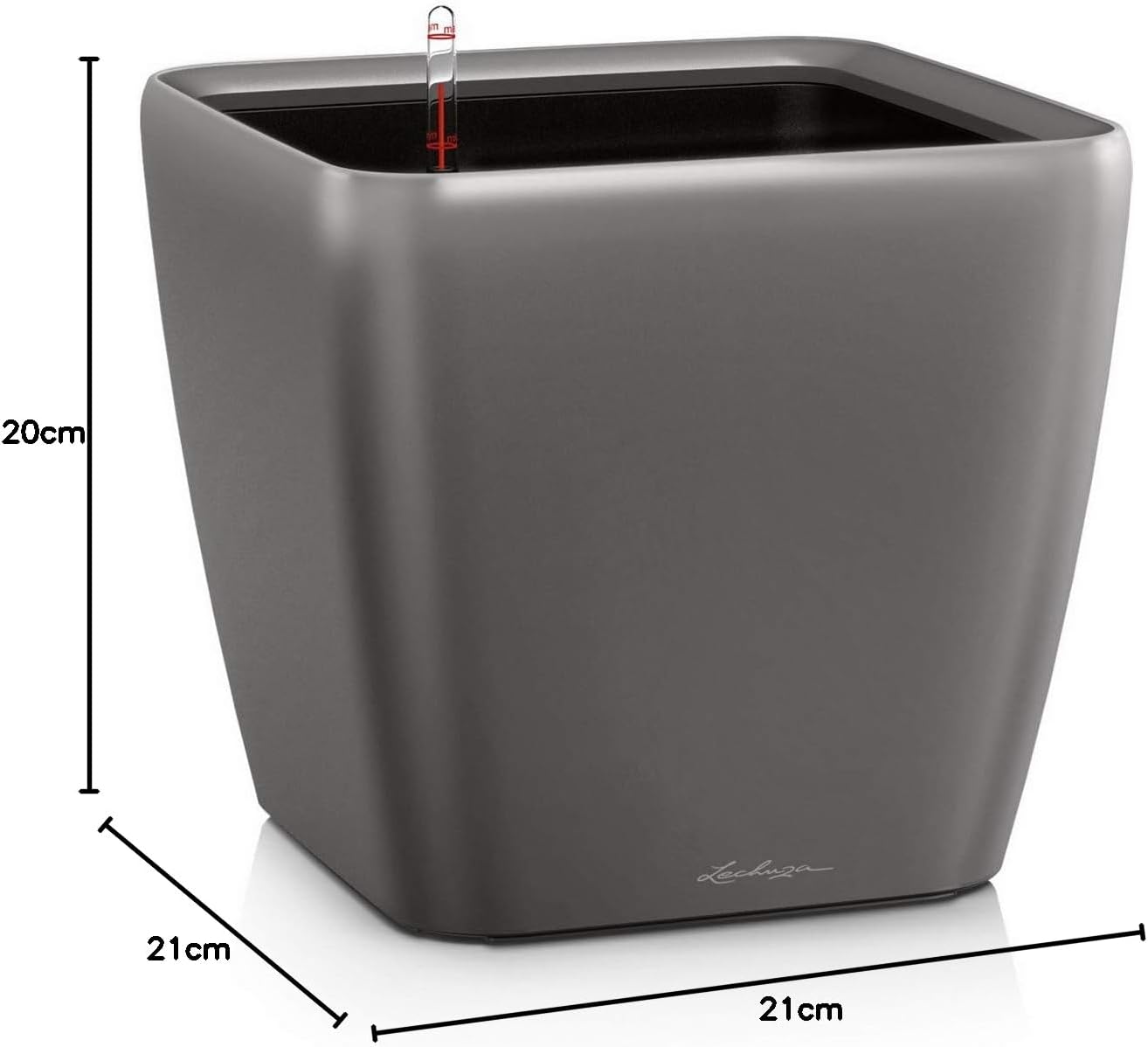 Pflanztopf Quadro Premium LS, 22.5x22.5x20.5 cm Anthrazit Metallic
