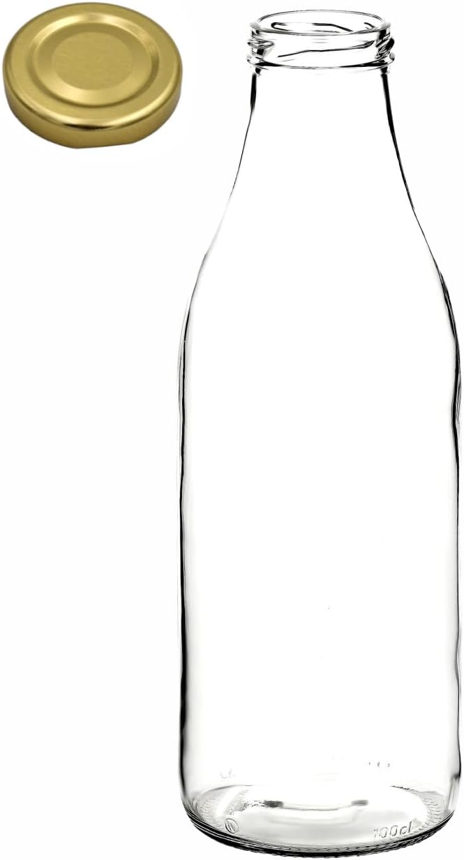 20er-Set Glasflaschen mit Schraubverschluss, 20 Stück Transparent/Gold