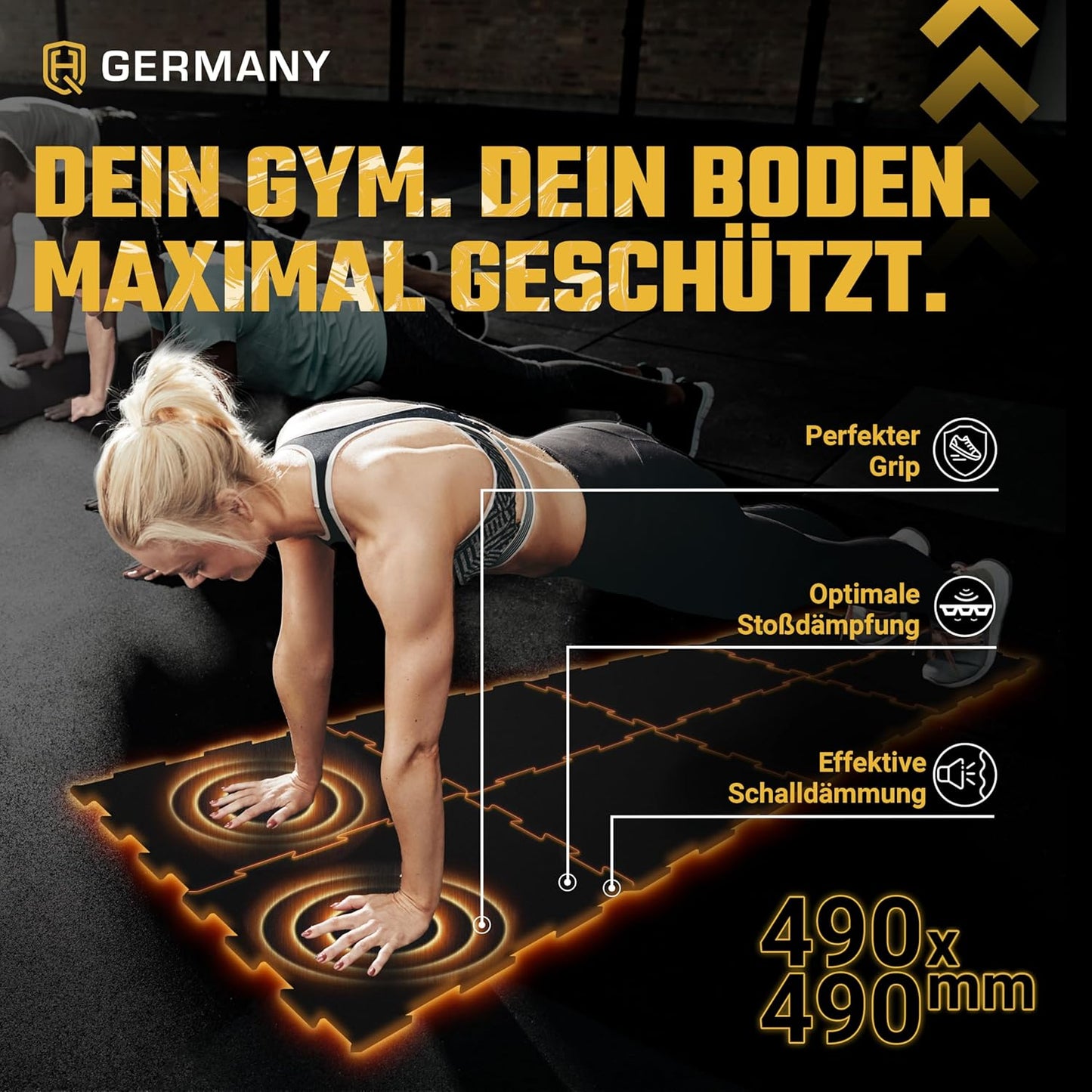 Bodenschutzmatten Set, Puzzle 10mm - Schwarz 4 Stück