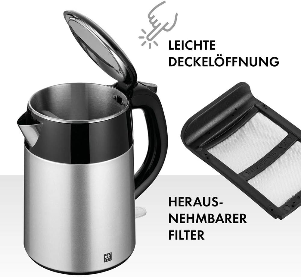 Edelstahl Wasserkocher 1,2L, Silber/Schwarz