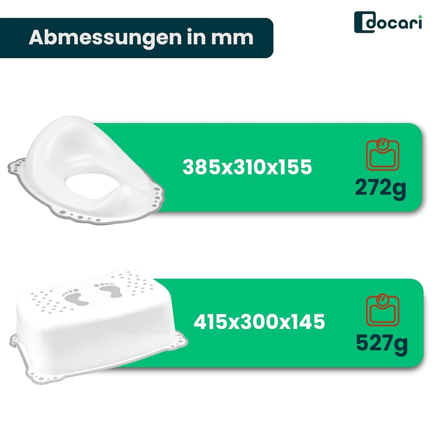 Toilettentrainer-Set mit Tritthocker für Kinder, Weiss 2er Set