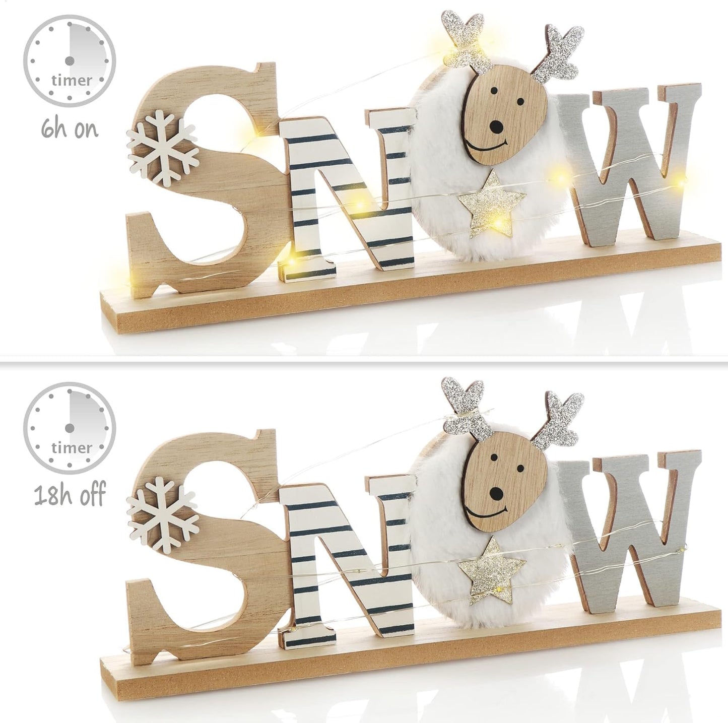 LED Deko-Aufsteller Schaf-Design mit Timer, weiss - Schaf
