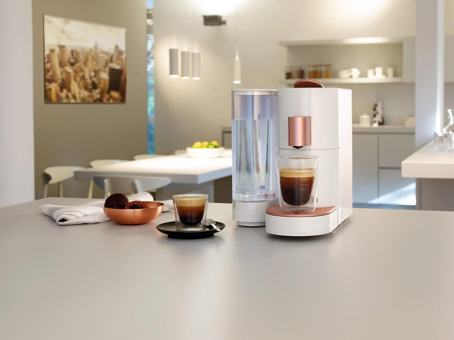 Kapselmaschine für Kaffee, Tee & Kakao, Beige-bronze Modern