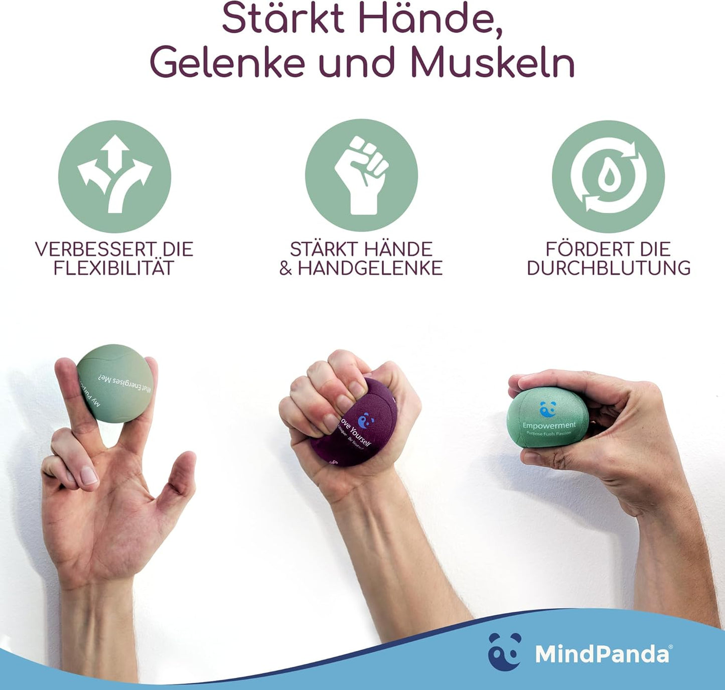3er-Set Gel-Stressball, Rosé, Mintgrün, Pflaume