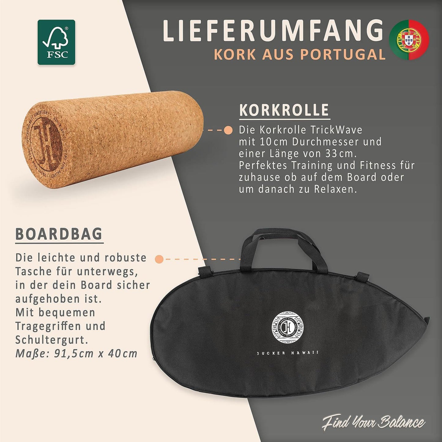 Ocean Rocker - Balance Board, Bambus + Rolle