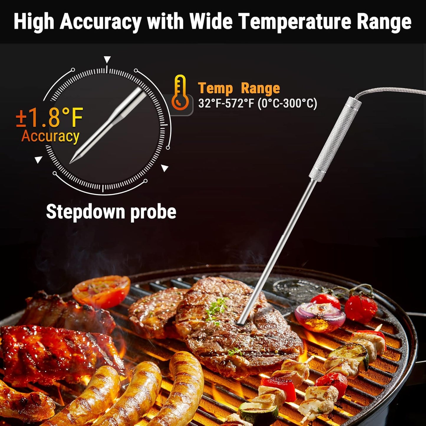 Bratenthermometer TP20 mit 2 Fühlern, Orange