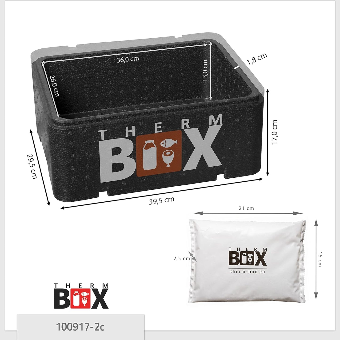 Thermobox mit Kühlakkus, 12L | 2 x Kühlakku | 39x29x17cm