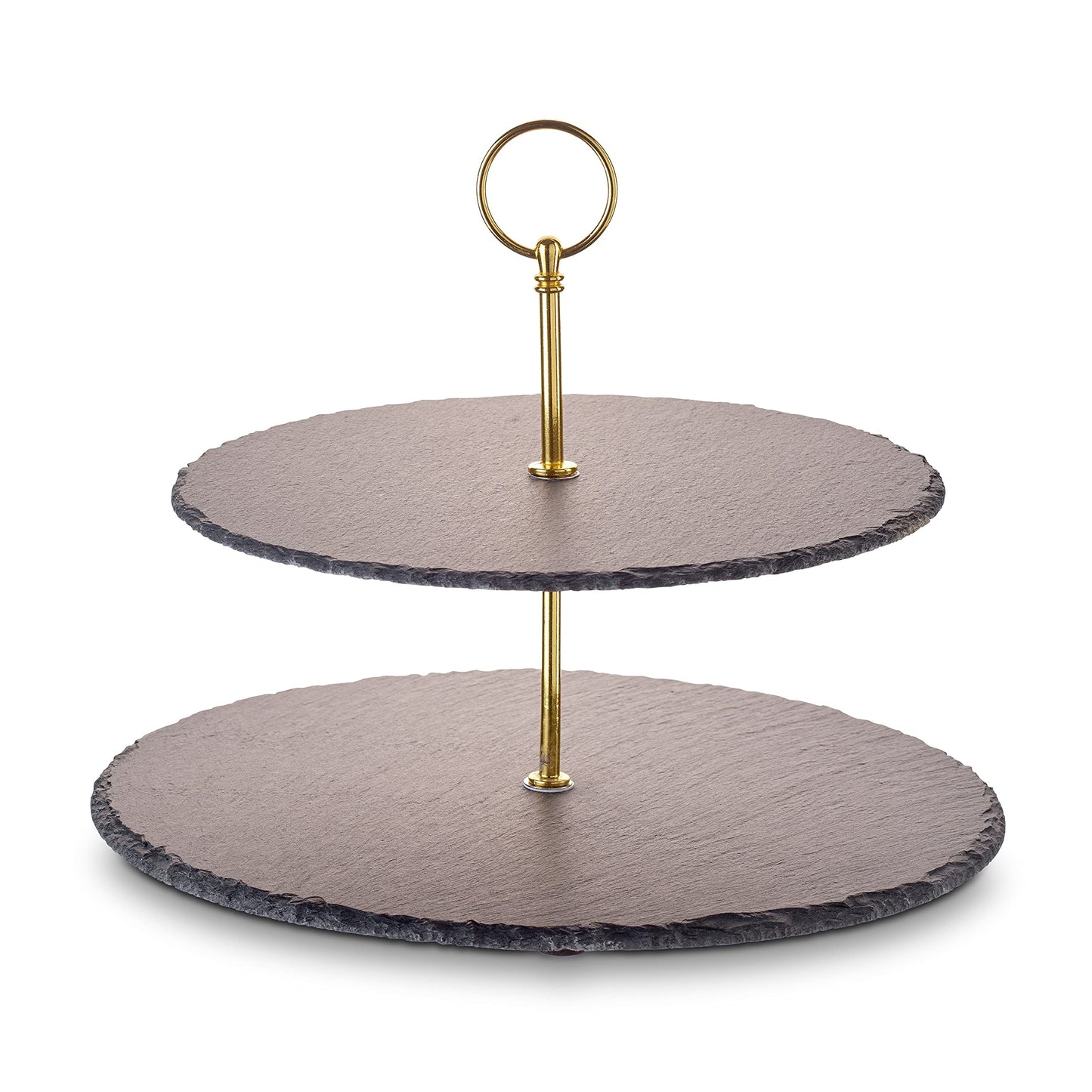 2-stöckige Schiefer-Etagere, 2-Stöckig Gold-edition