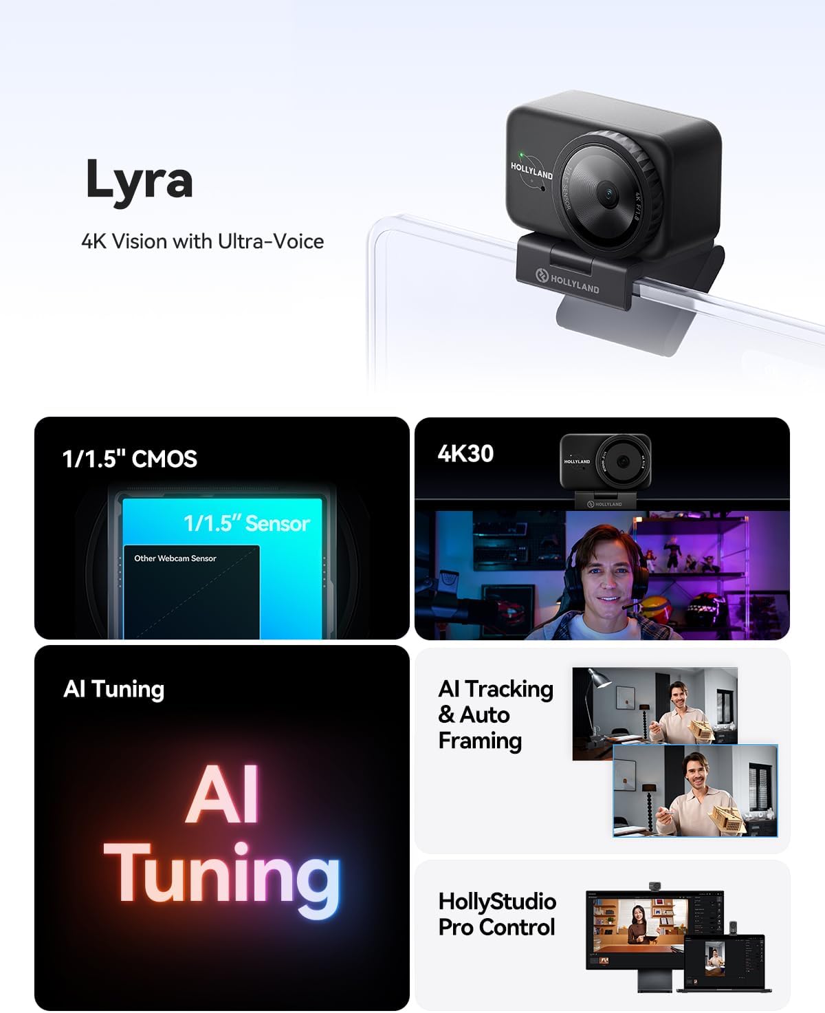 4K Webcam mit Autoframing & HDR, Lyra-Solo