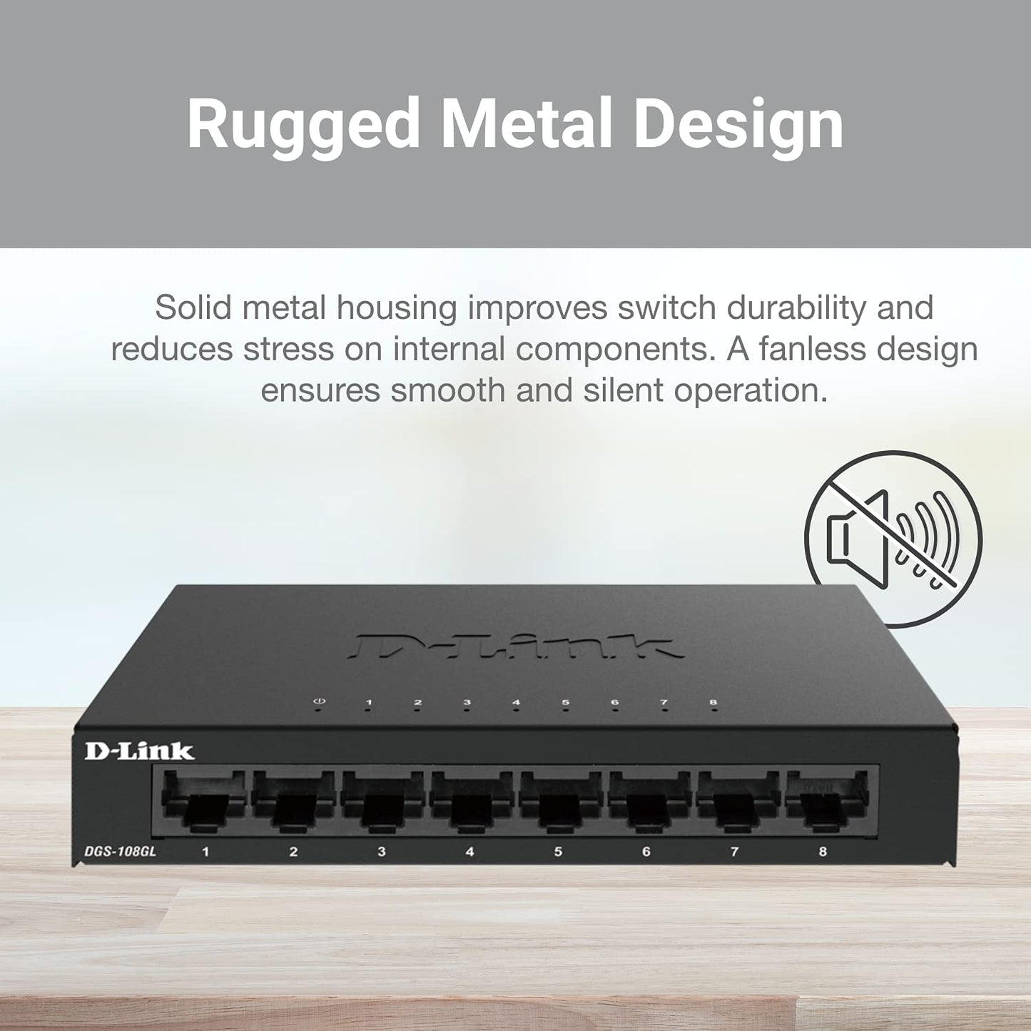 DGS-108GL/E, Switch, 8 Port|Gigabit Ethernet| Metallgehäuse