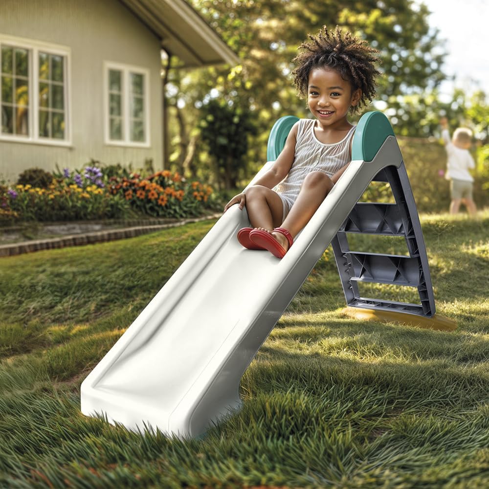 Kinderrutsche für Indoor & Outdoor, Weiss & Grau