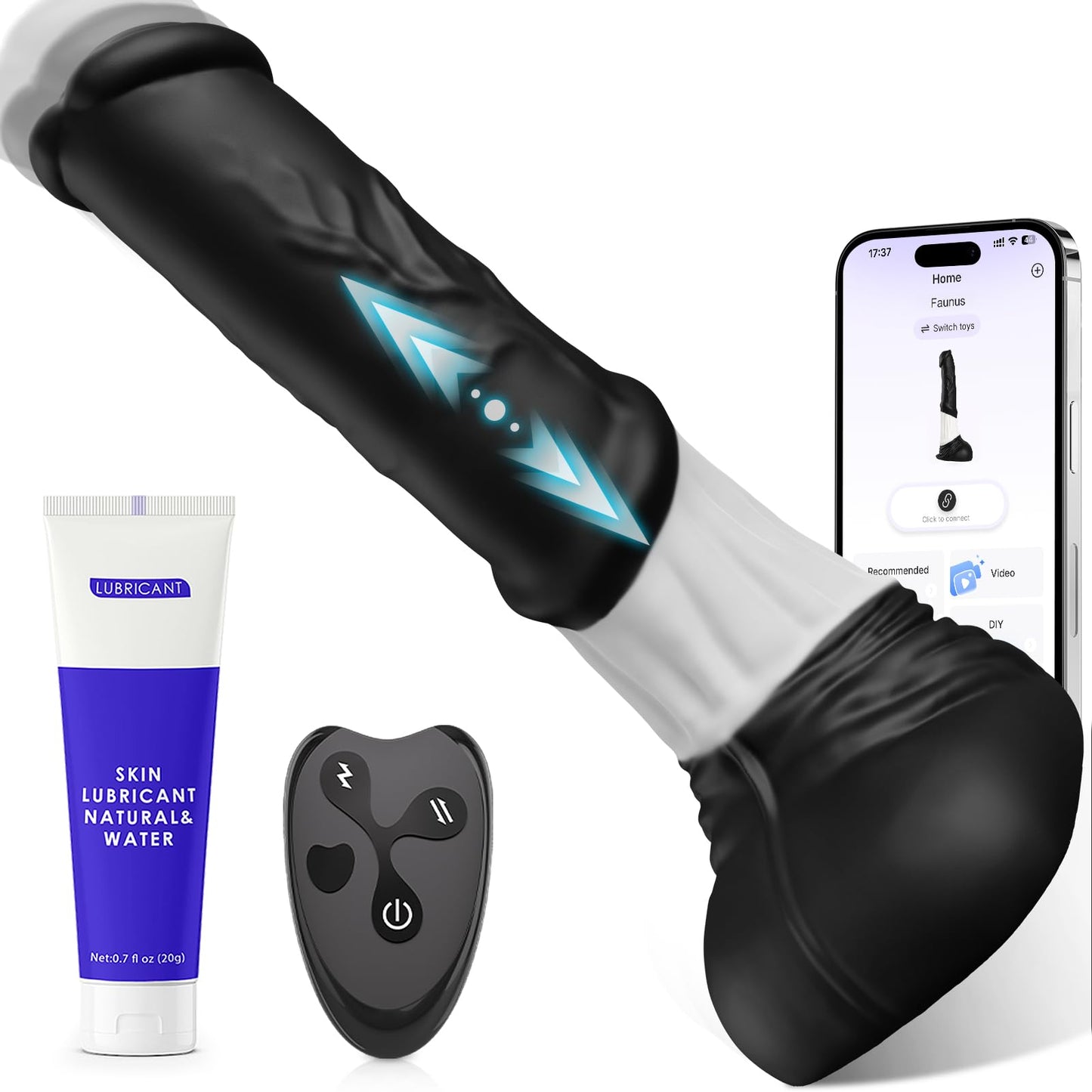 Pferdedildo mit 7 Stossfunktionen uns Saugnapf, Gelb