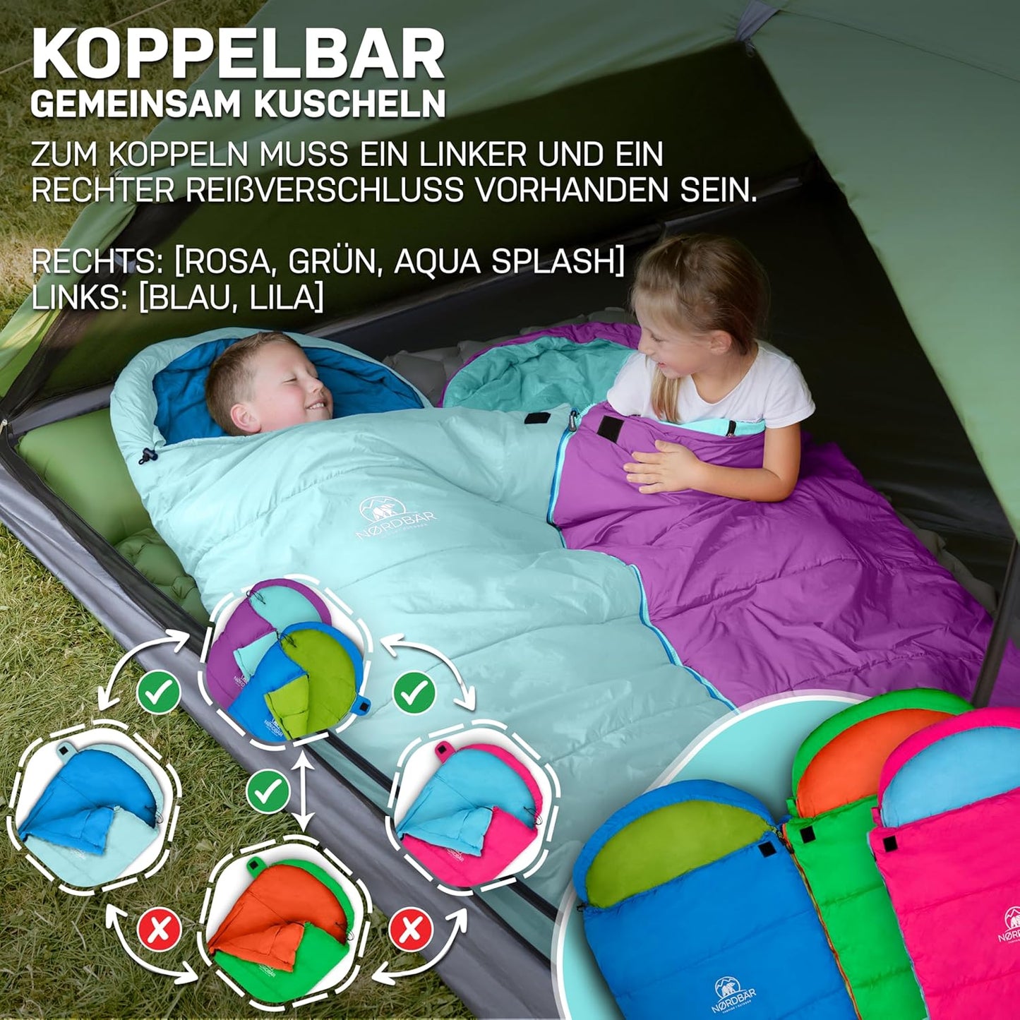 Kinderschlafsack, Lila/Türkis
