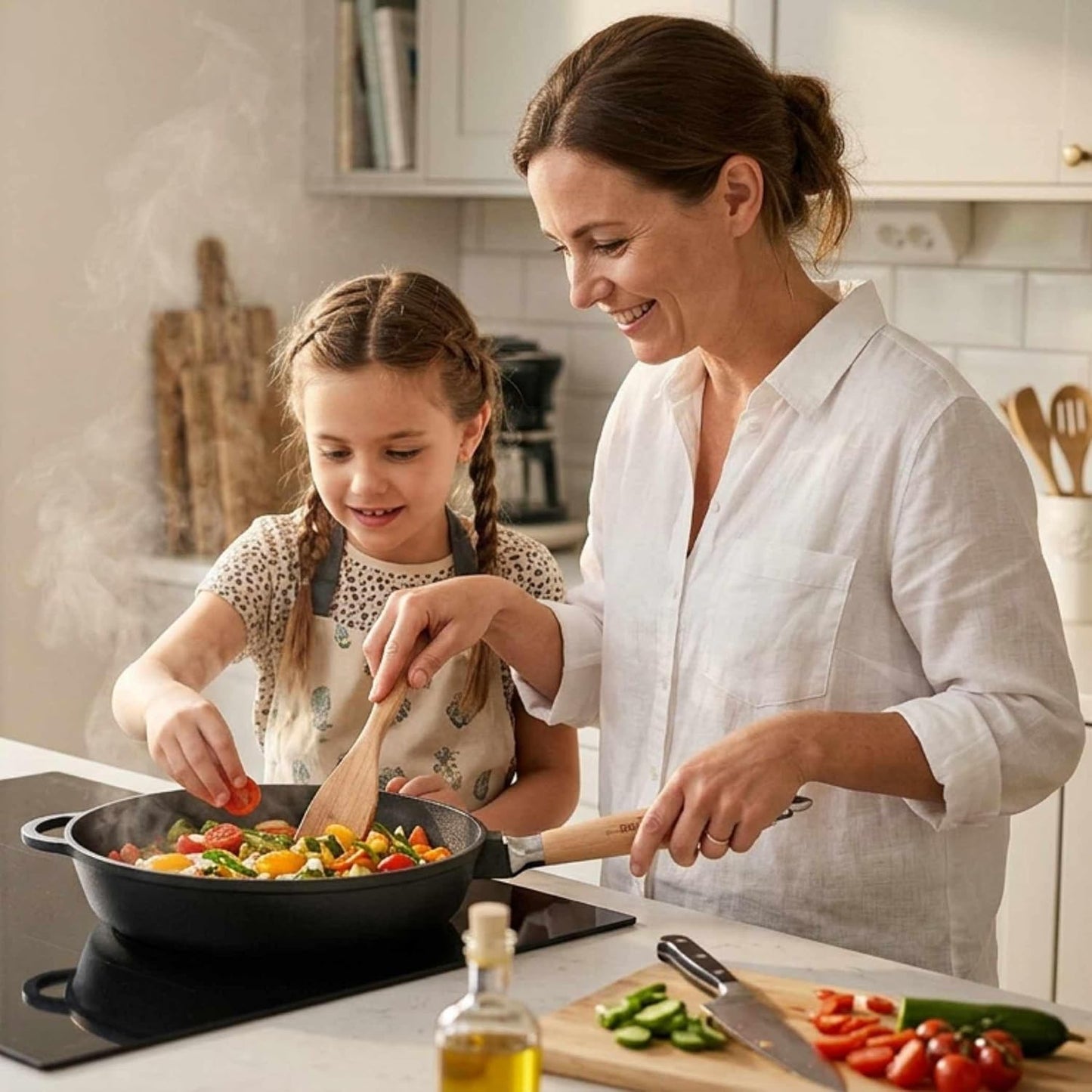 Gusseisenpfanne mit abnehmbarem Griff, 24 cm Ohne Deckel