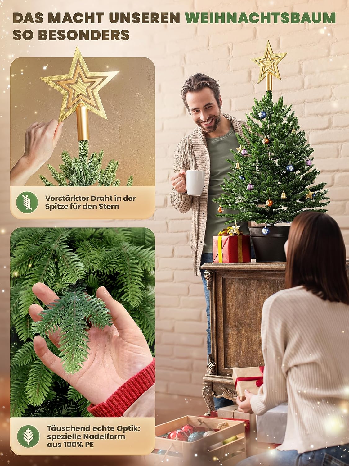Künstlicher Weihnachtsbaum mit LED (40 cm), 40 cm Mit Beleuchtung