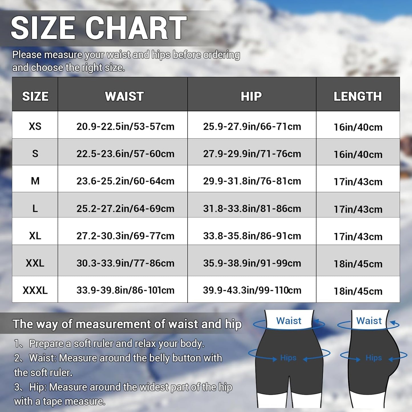 Hüftprotektor-Shorts für Wintersport, XXL