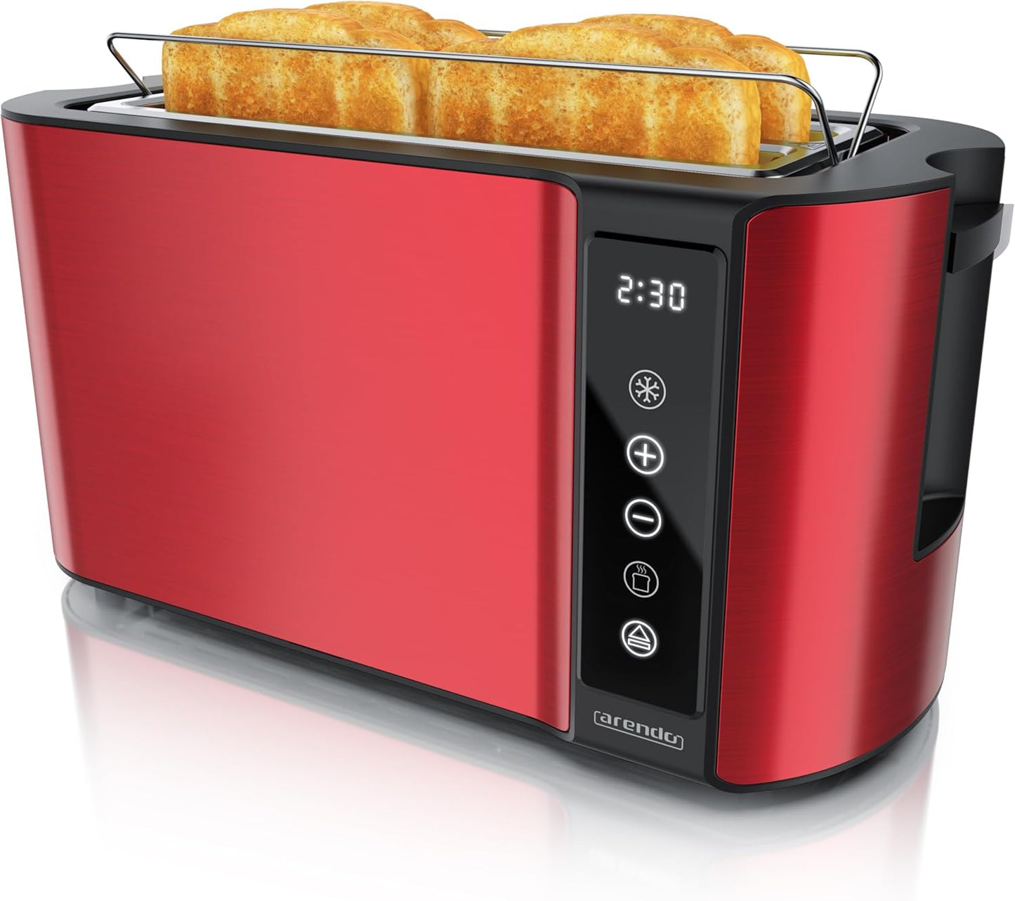 Langschlitztoaster mit integriertem Brötchenaufsatz, D: Rot