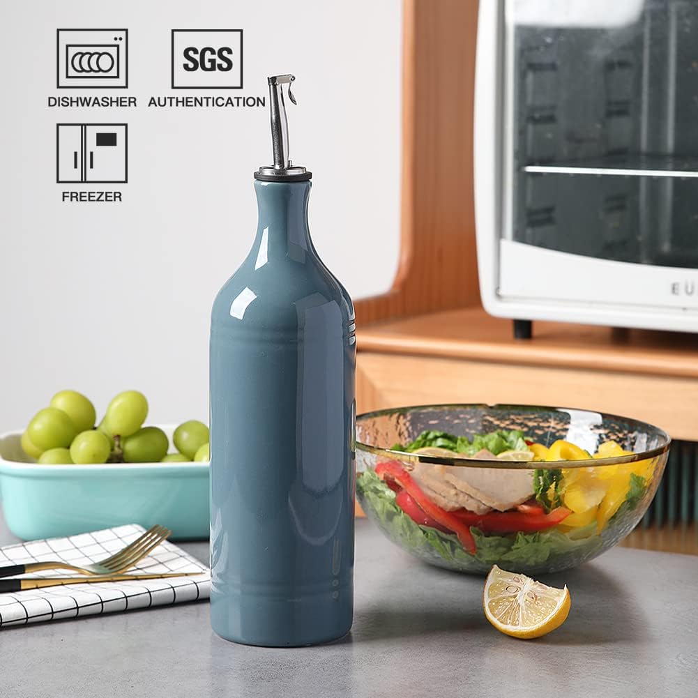Olivenölspenderflasche mit zwei Aussgiesser, Nebelblau 680 ml