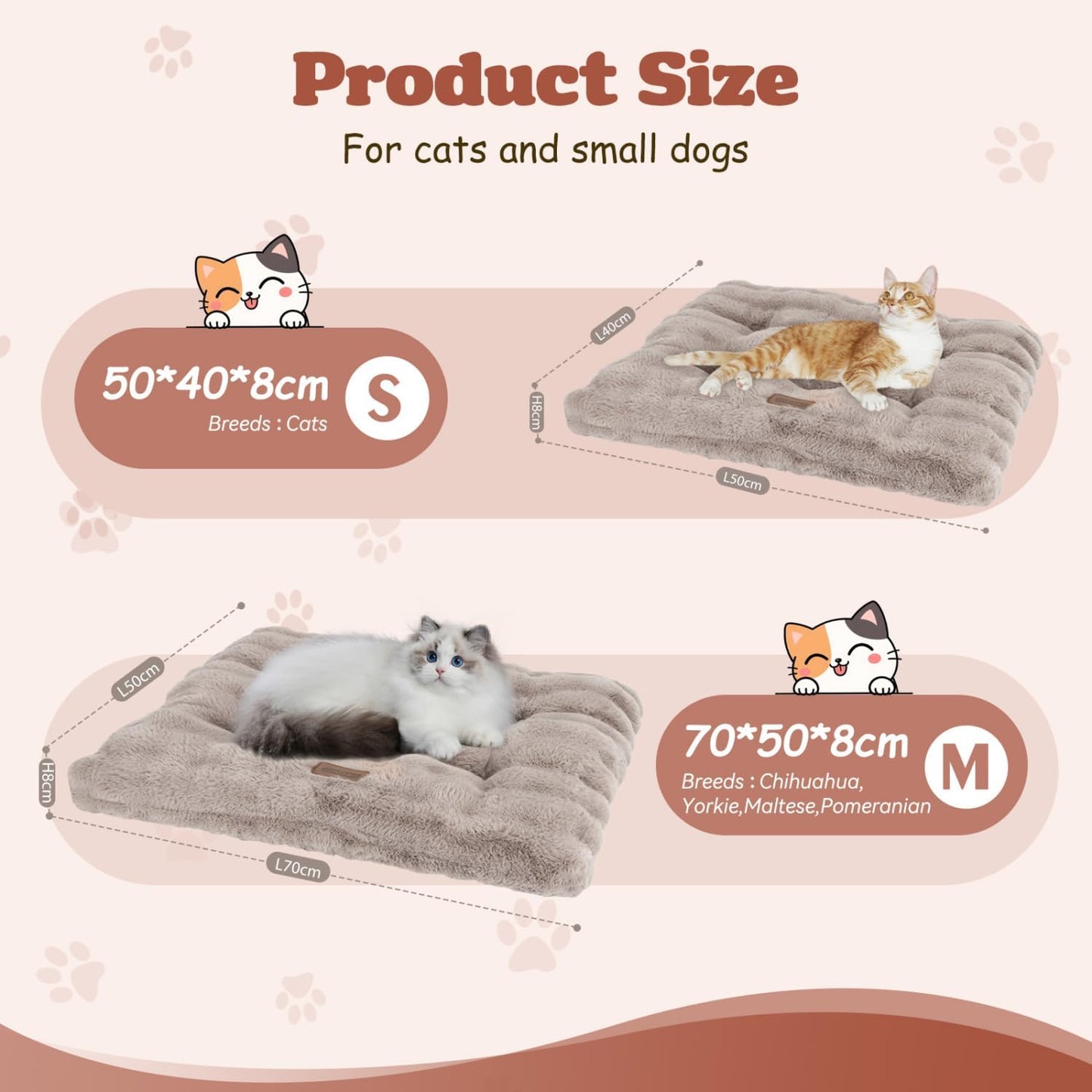 Flauschiges Katzenbett mit rutschfester Unterseite, waschbar, L50*W40cm