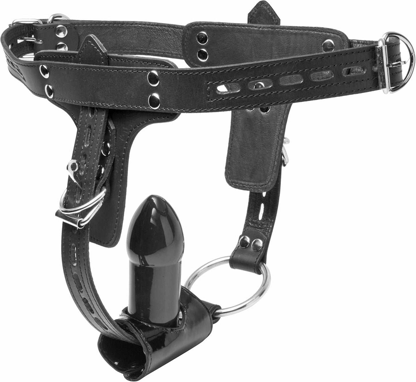 Premium Locking Leder-Cockring & Plug Harness