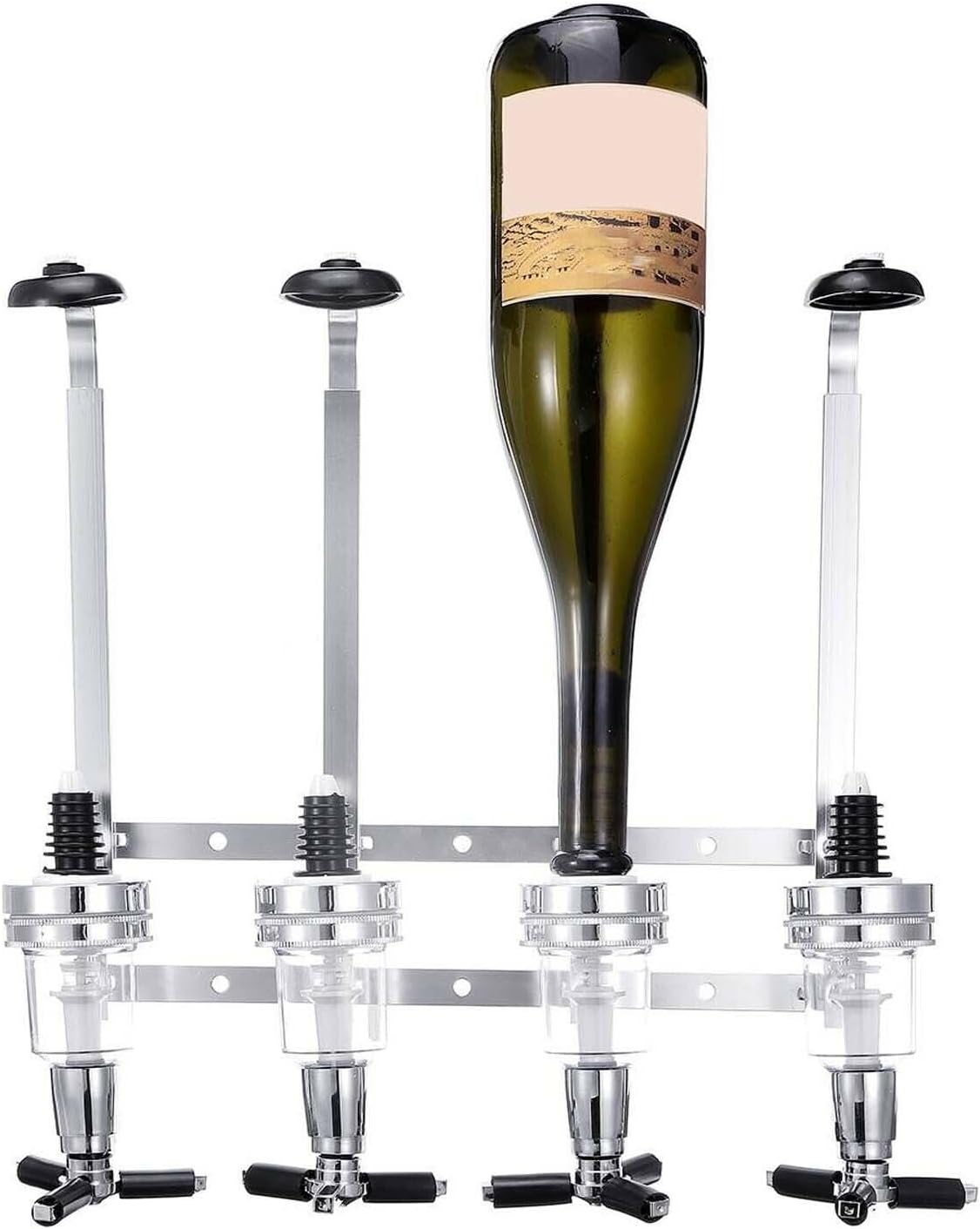 Wand-Flaschenhalter mit Spirituosendosierer für 4 Flaschen