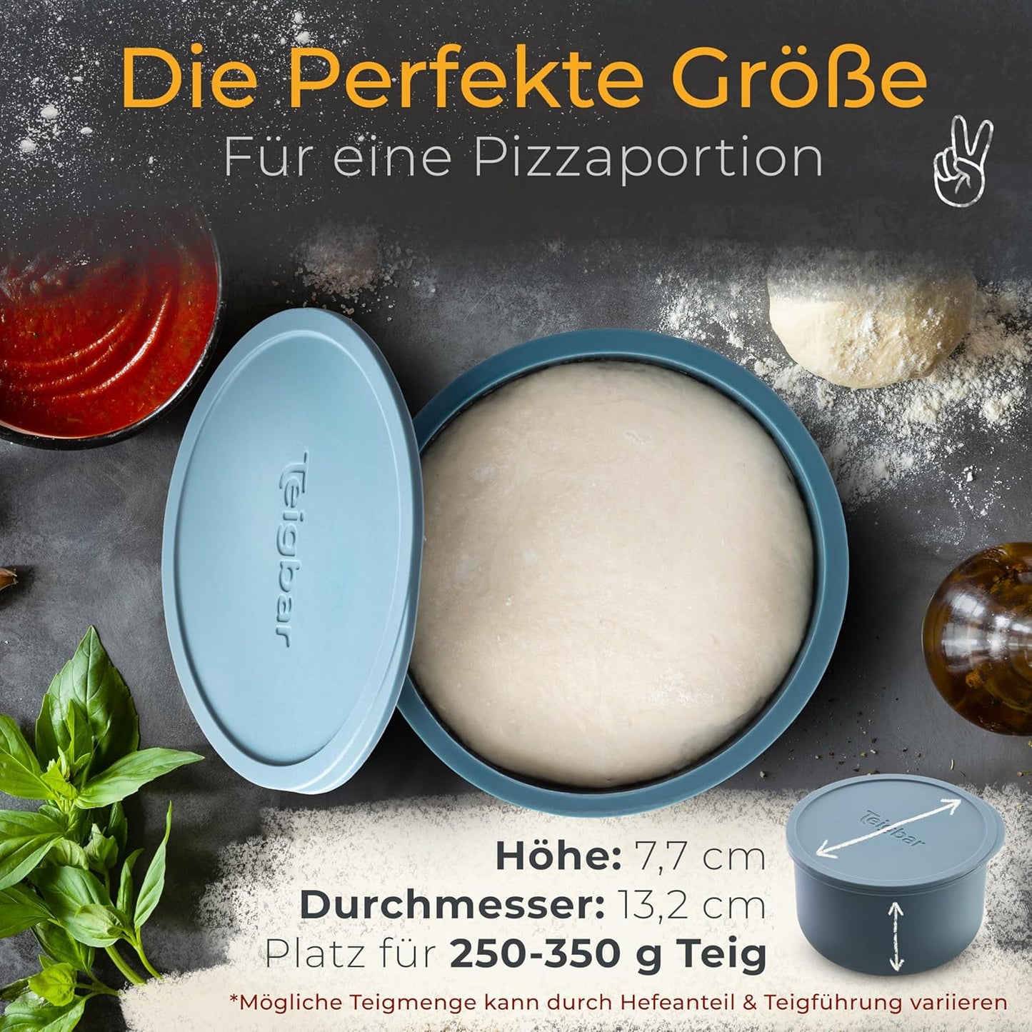 6er-Set Pizzaballenbox mit Deckel, Blau-weiss 6er Set