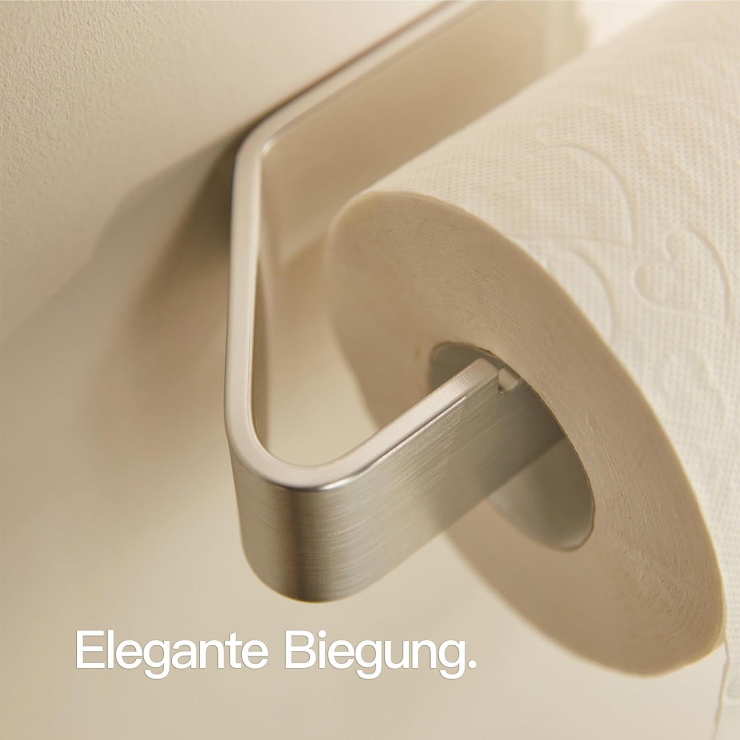 Selbstklebender Toilettenpapierhalter ohne Bohren, Ohne Ablage Silbergrau Gebürstet