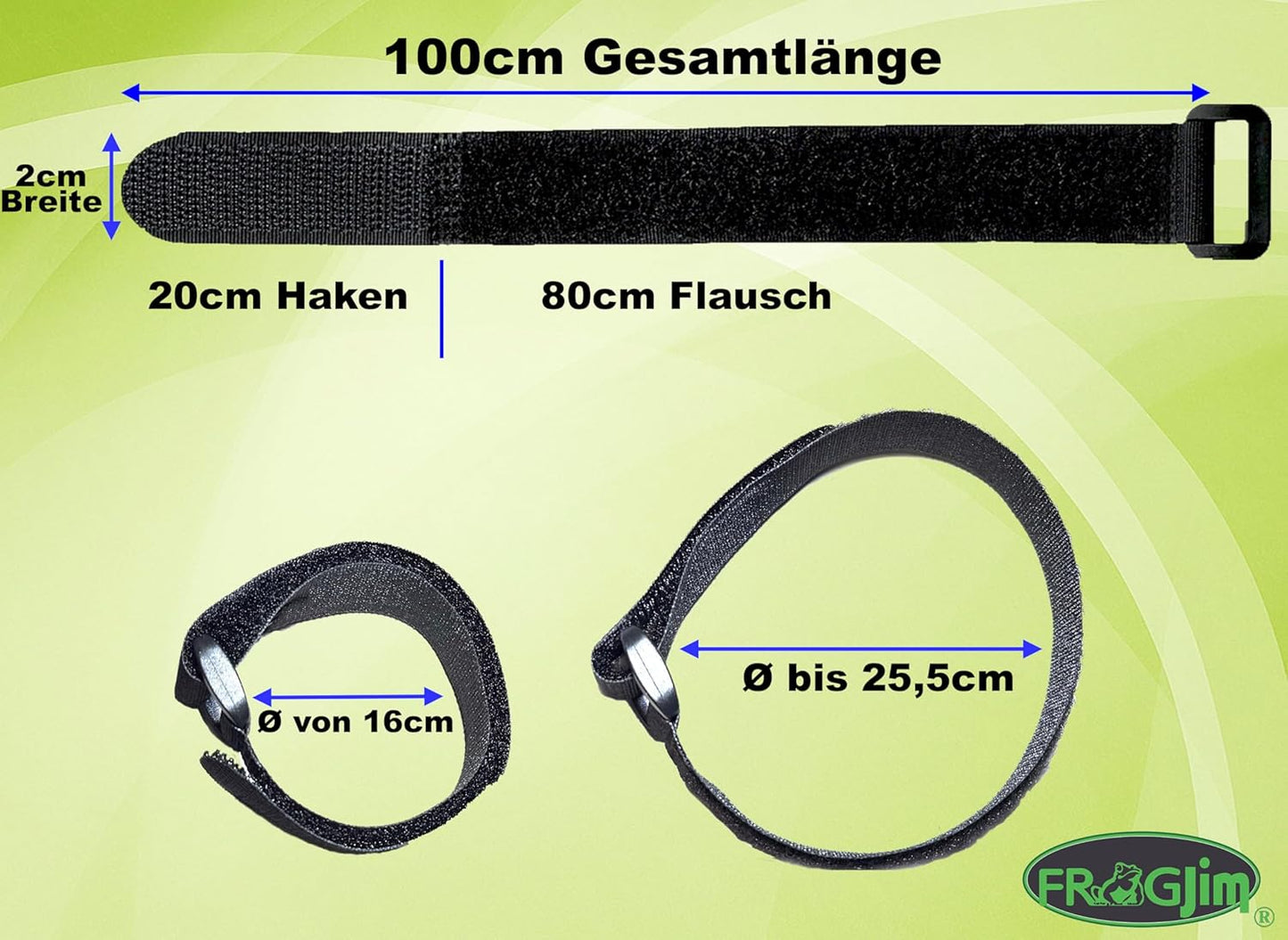 Wiederverschliessbare Klettkabelbinder, 100cm - 5er-Pack Schwarz