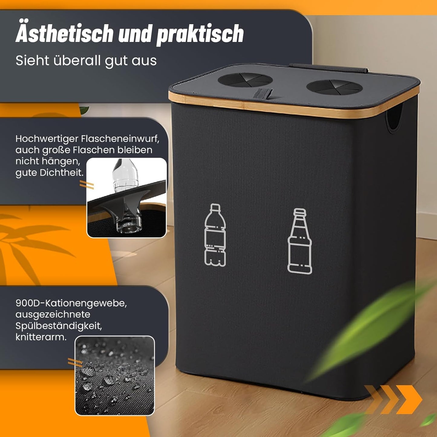 Pfandflaschen Sammelbehälter, Schwarz 160L