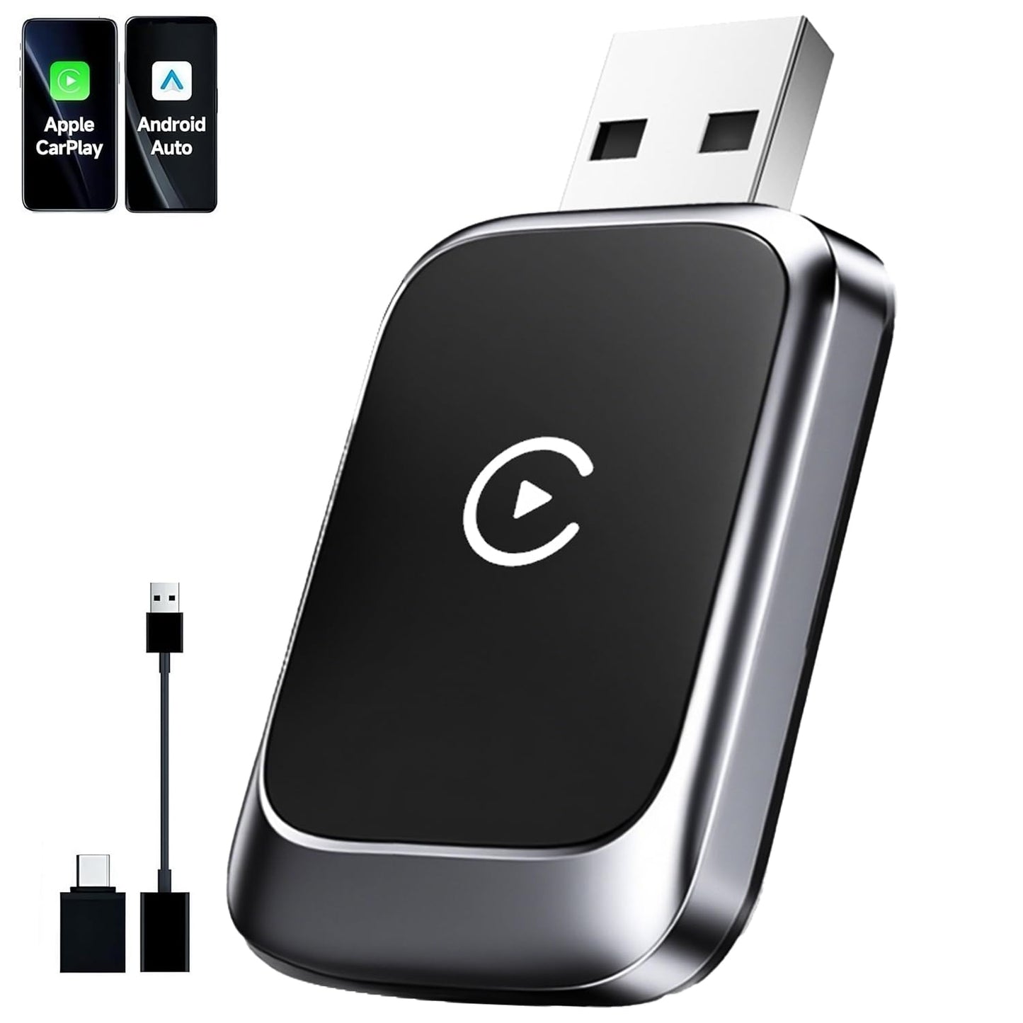 2-in-1 Carplay & Android Auto Adapter, Schwarz