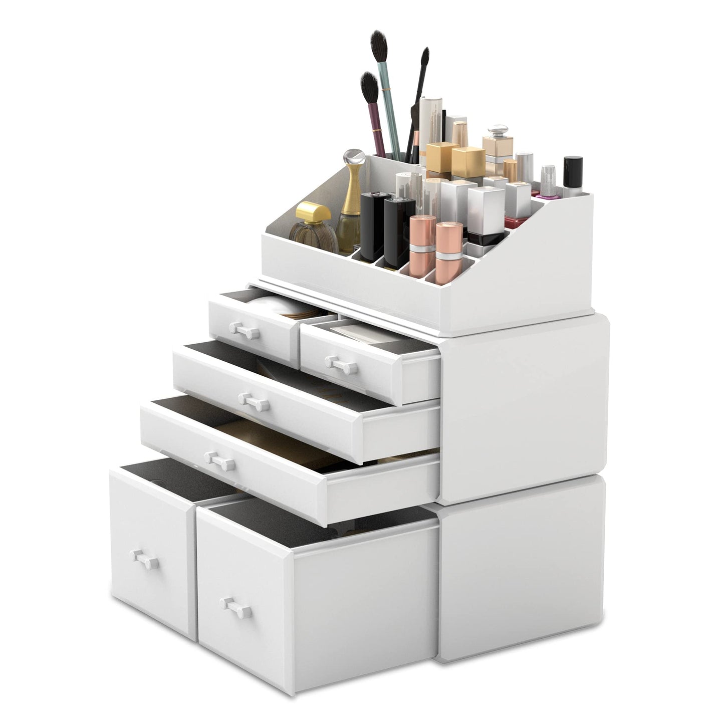 Makeup Organizer mit Schubladen, Weiss