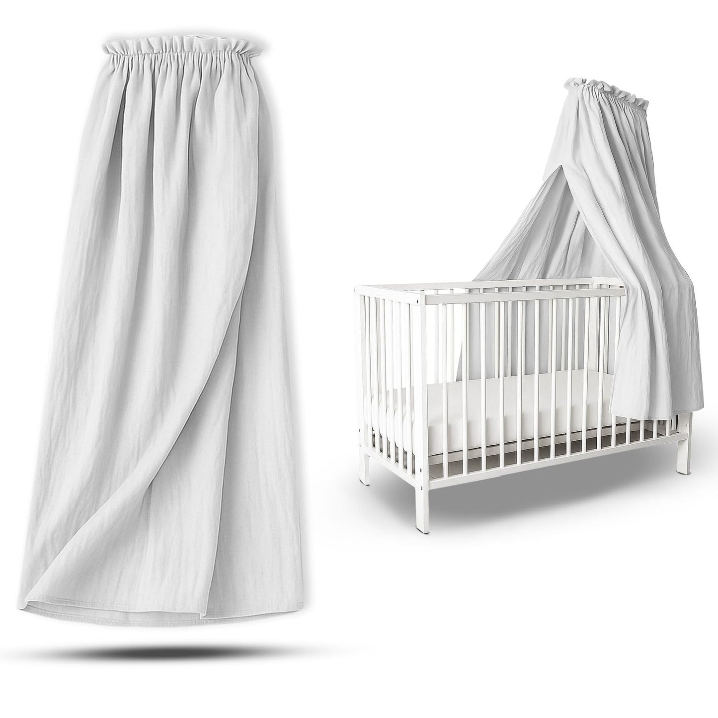Babybett Betthimmel, ohne Ständer, Stoff hellgrau