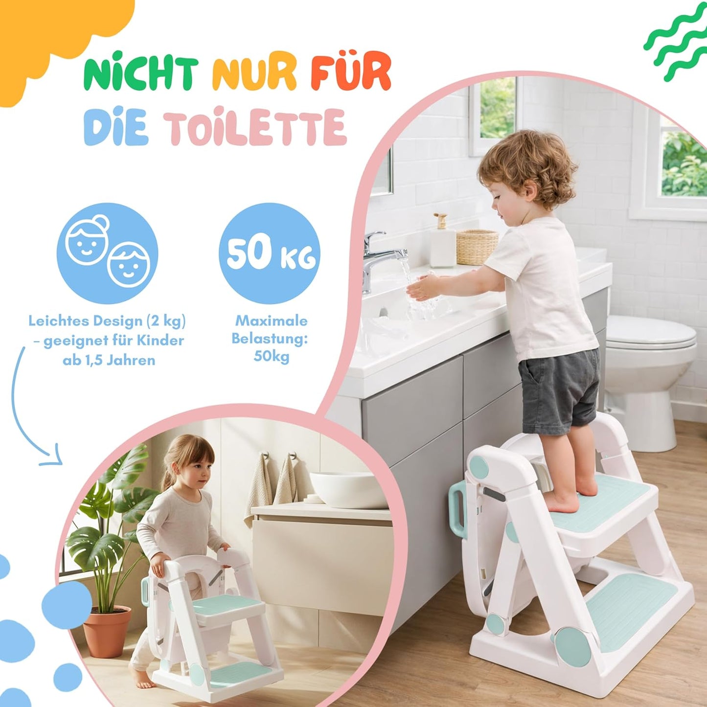 Toilettensitz mit Treppe für Kinder, Blau