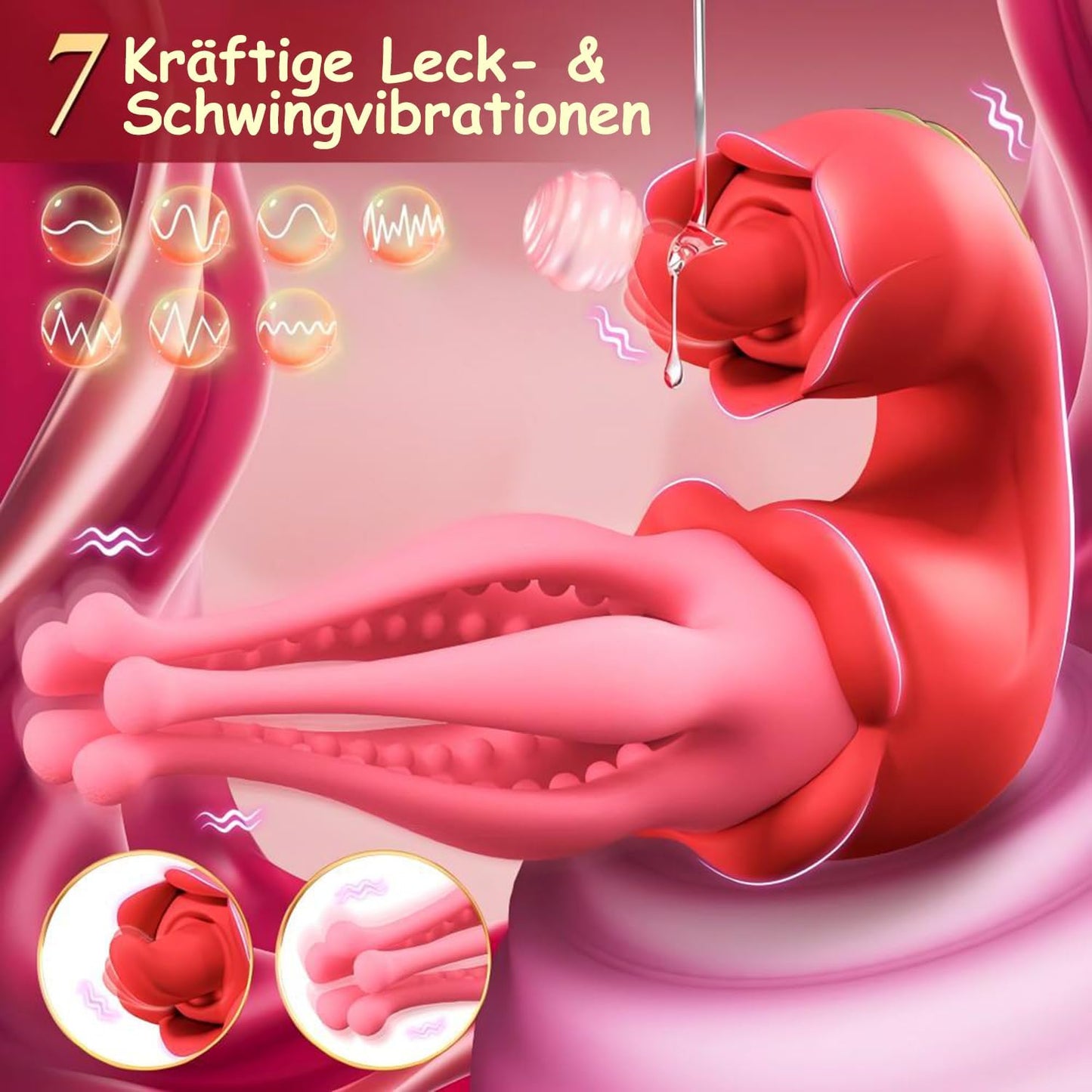 Rosen Zungenvibrator mit 7 Modi
