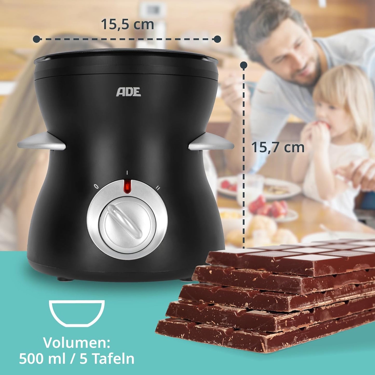 Elektrische Schokofondue für 3-4 Personen, 500 ml für 3-4 Personen