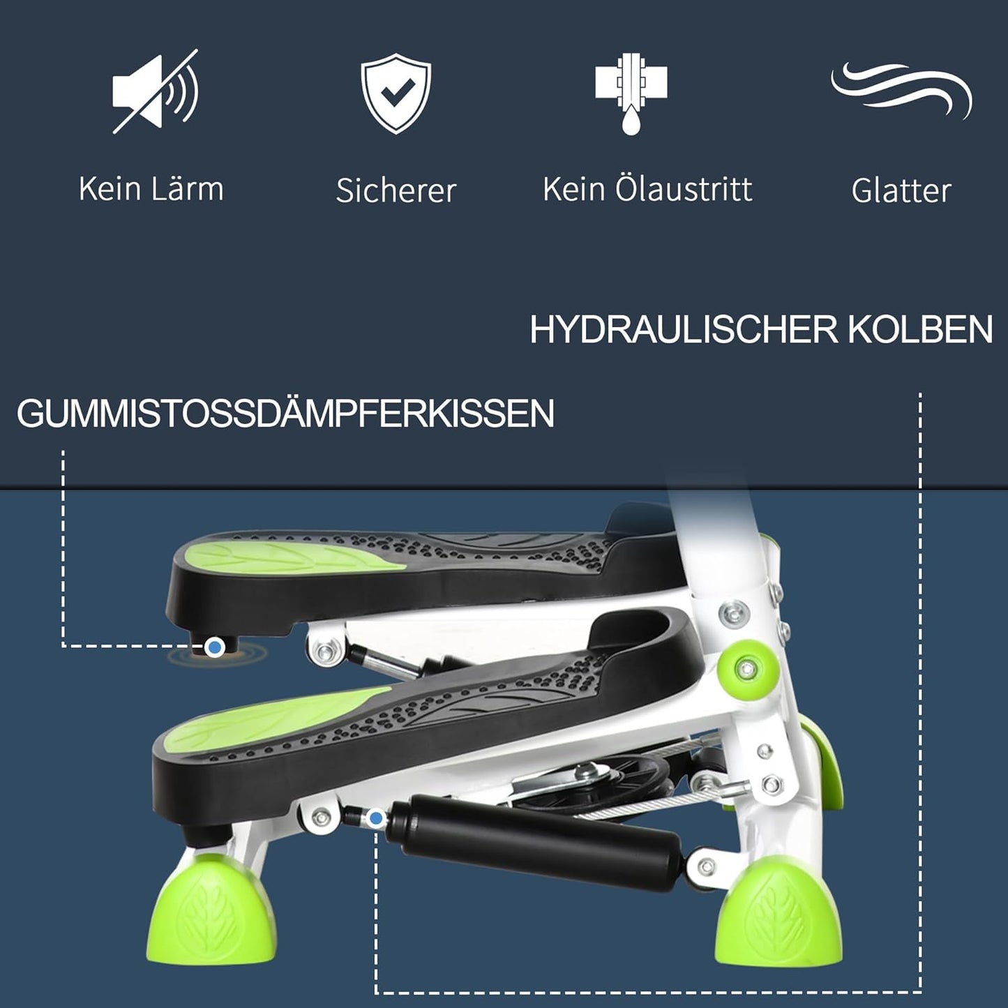 Fitness Swing Stepper mit LCD-Schirm und Handgriff, Grün+Schwarz