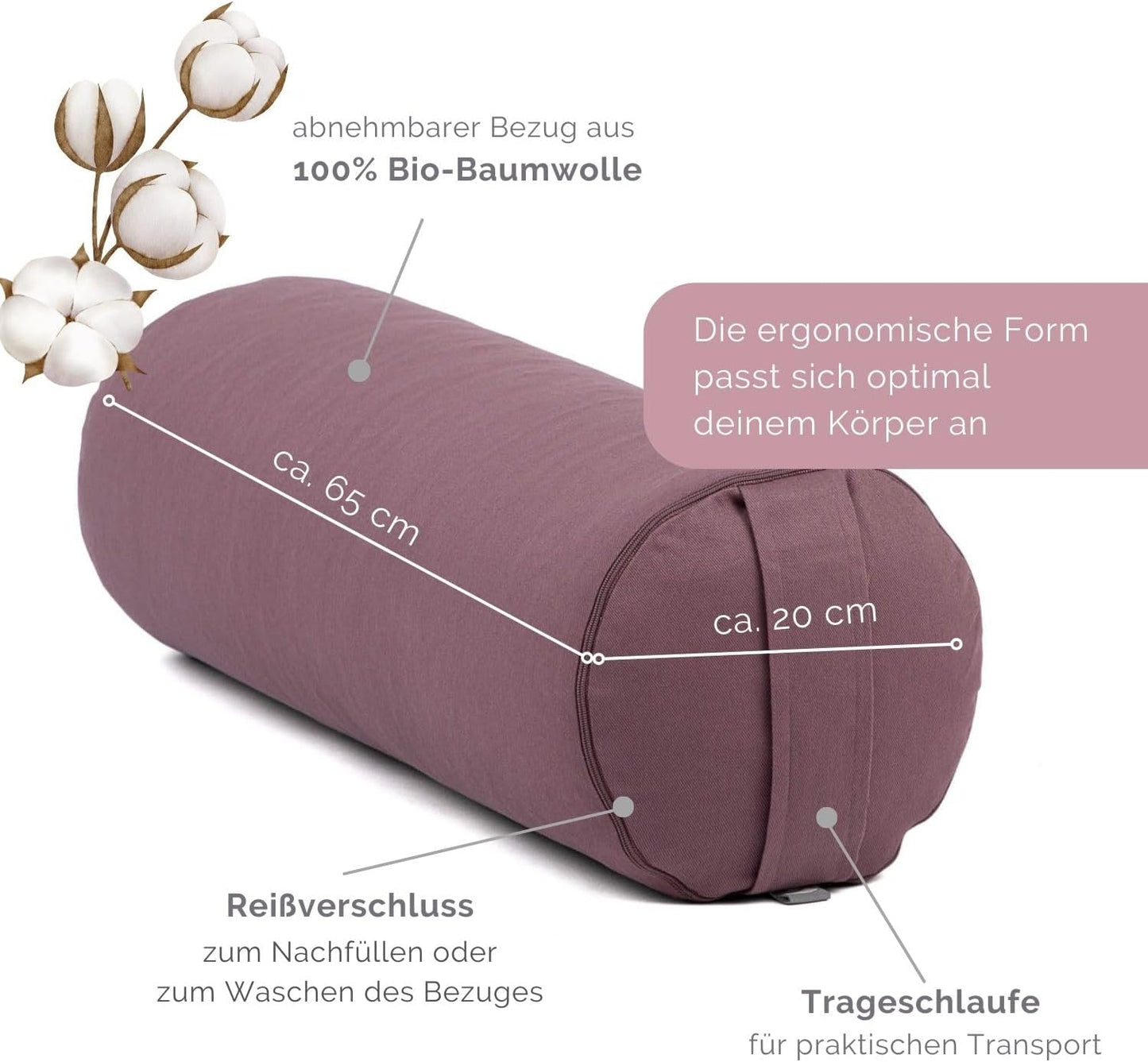 Yoga Bolster ECO, dusty purple